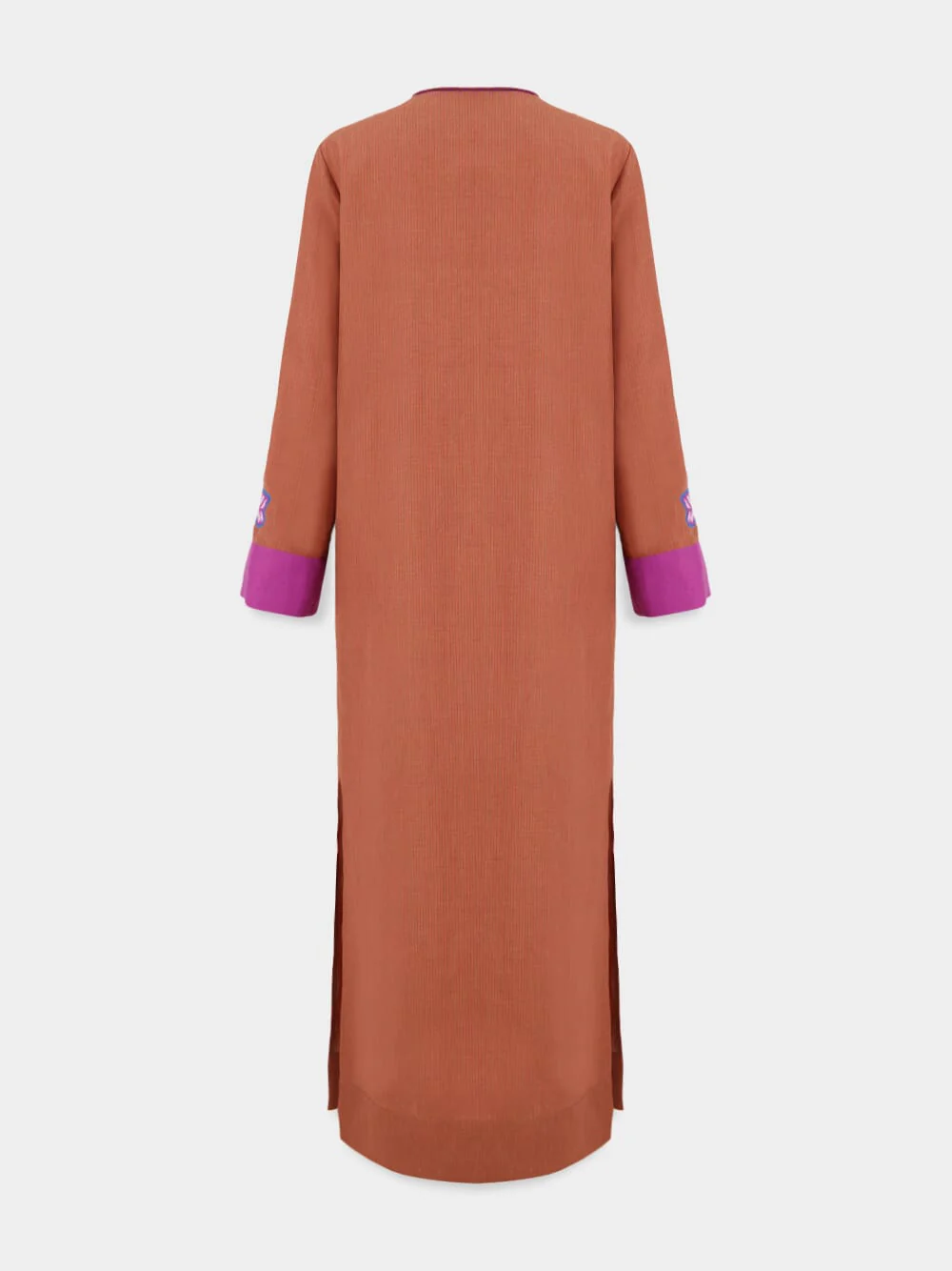 Camille Caramel Café Linen Dress with Embroidered Patches and Belt - Image 3