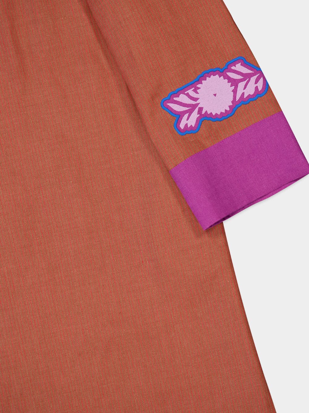 Camille Caramel Café Linen Dress with Embroidered Patches and Belt - Image 5