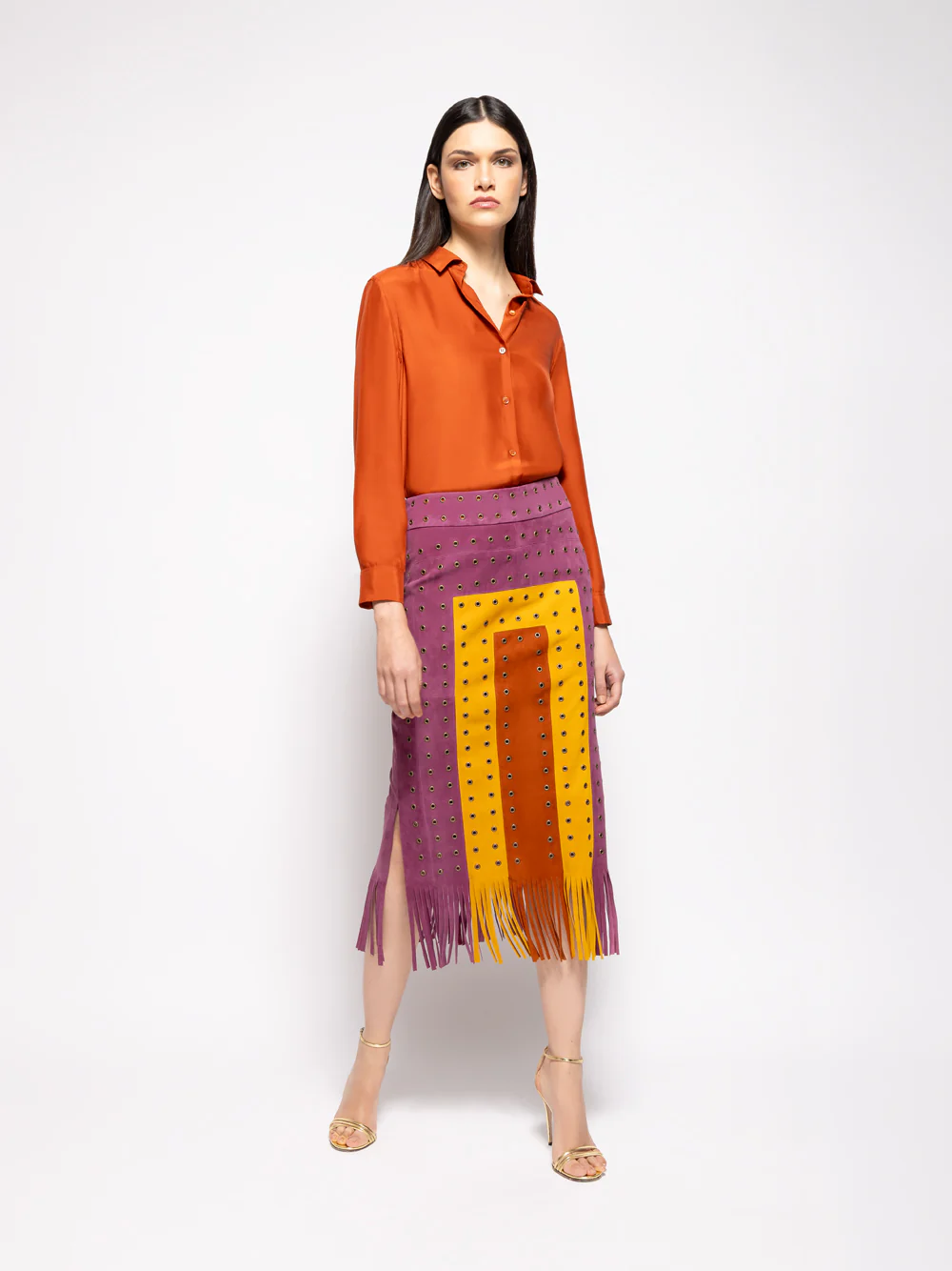 Campfire Purple Potion Suede Skirt with Fringes - Image 3