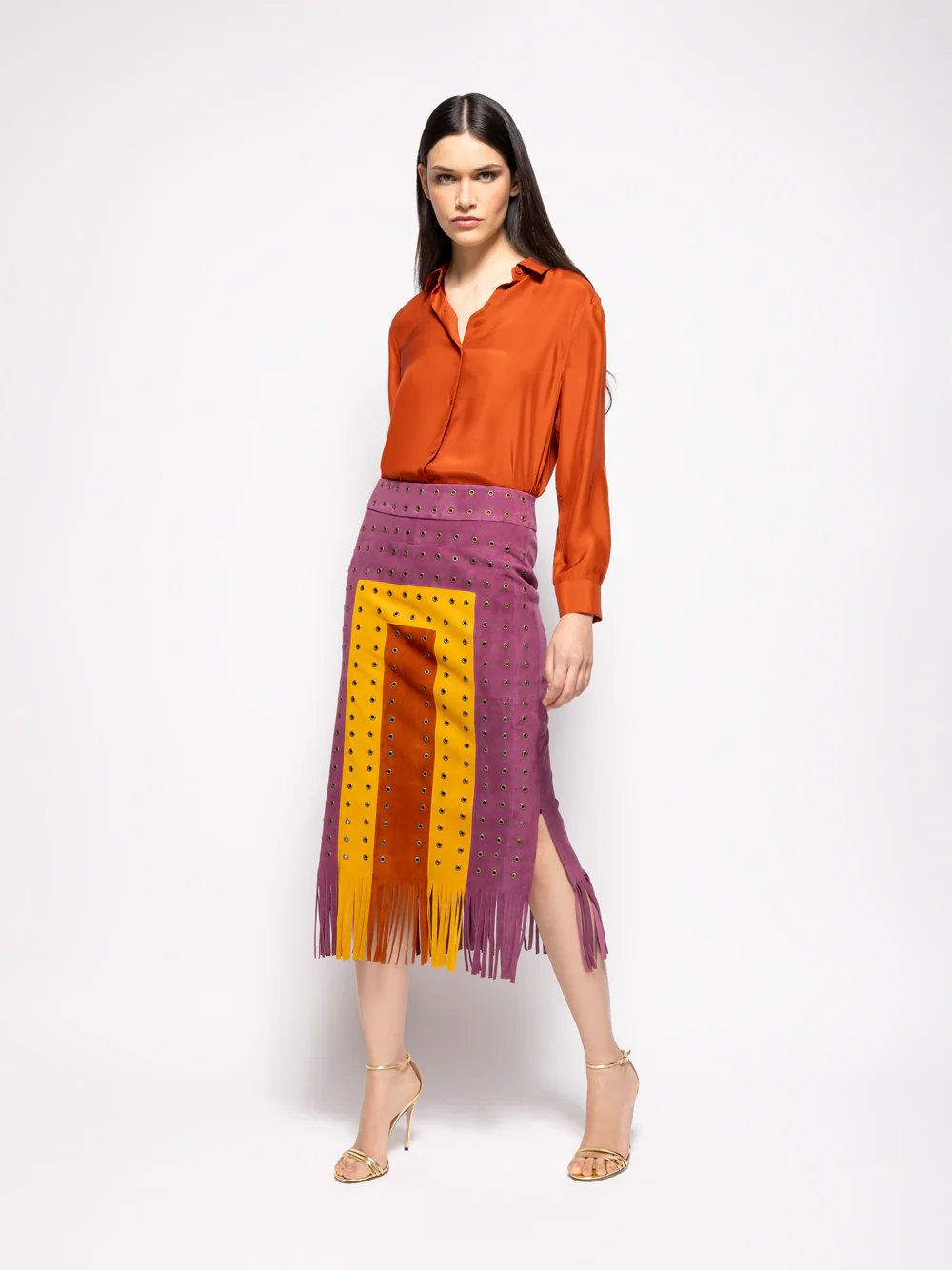 Campfire Purple Potion Suede Skirt with Fringes - Image 5