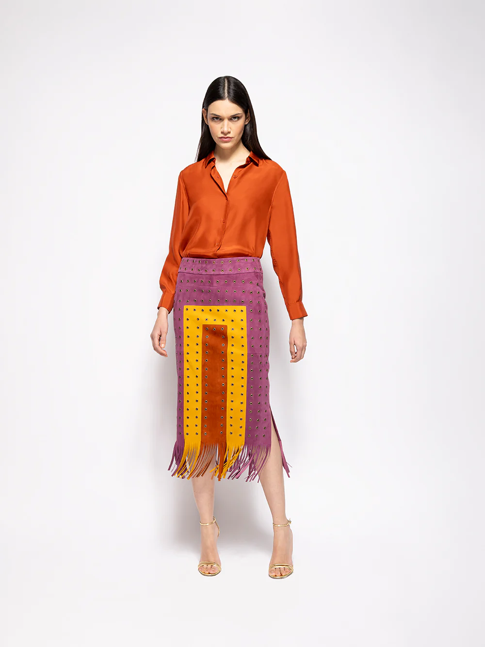 Campfire Purple Potion Suede Skirt with Fringes - Image 8