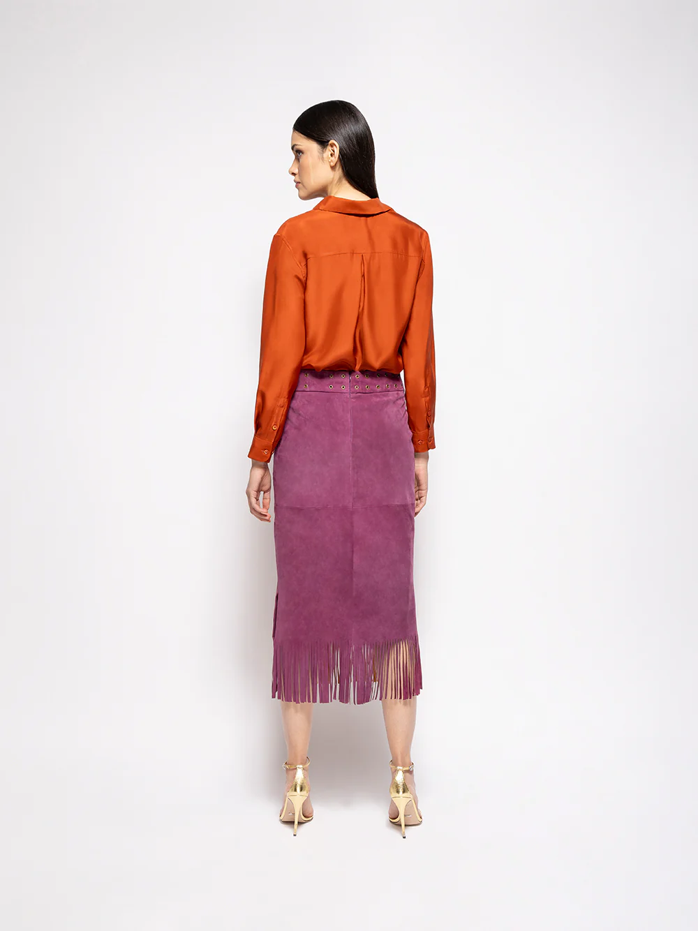 Campfire Purple Potion Suede Skirt with Fringes - Image 9
