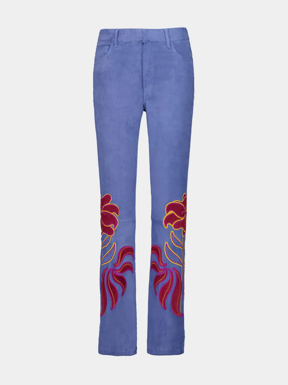 Capella Dutch Blue Embroidered Suede Trousers - Image 2