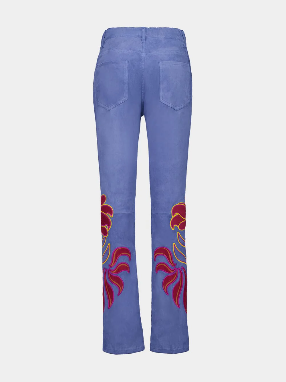 Capella Dutch Blue Embroidered Suede Trousers - Image 4