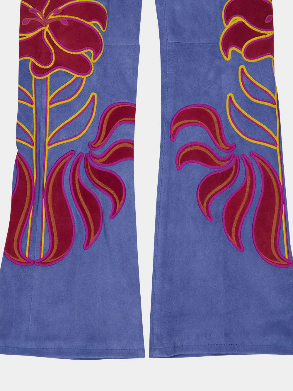 Capella Dutch Blue Embroidered Suede Trousers - Image 7