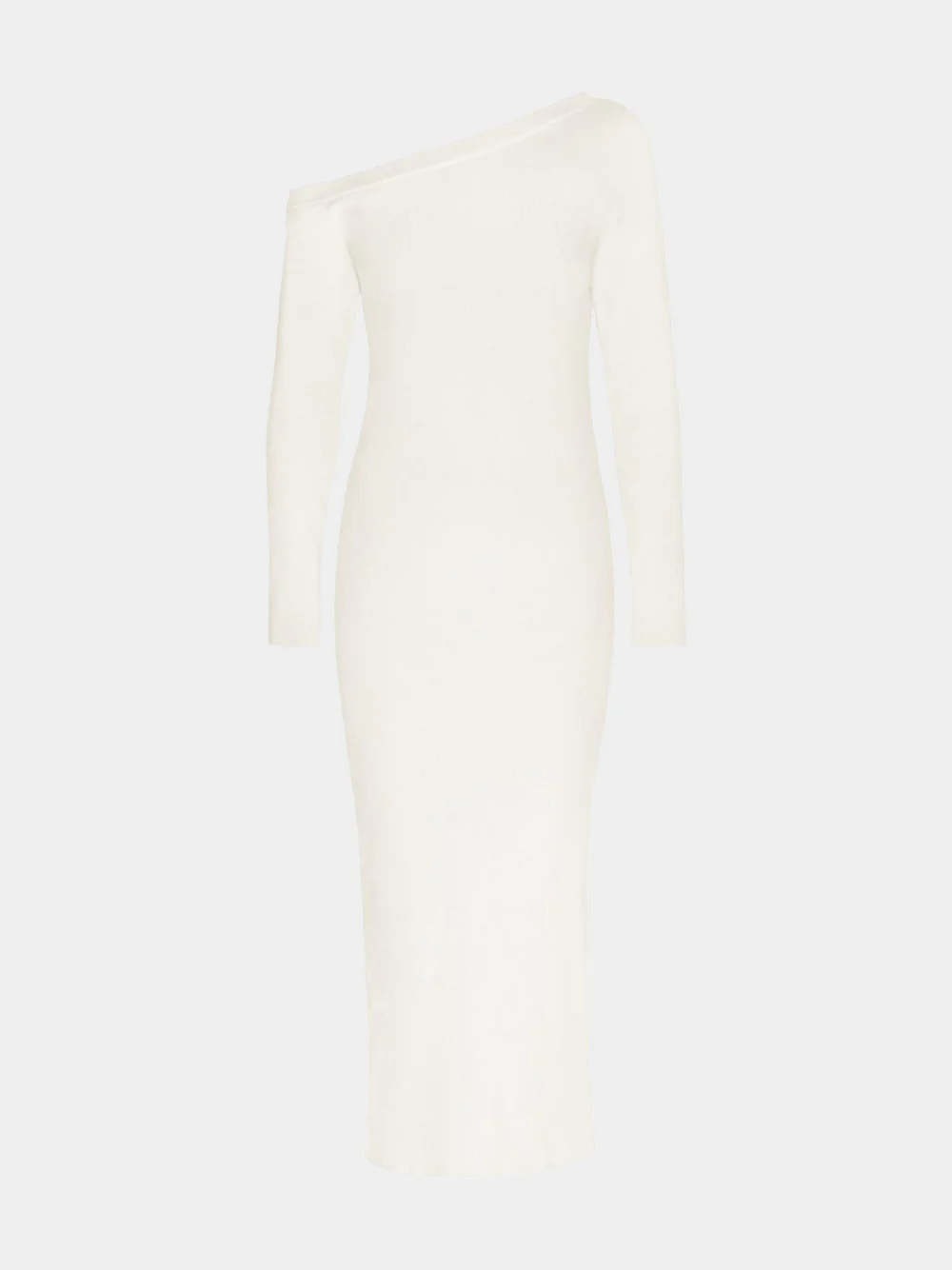Long Asymmetric Off-White Cashmere Dress - Image 2