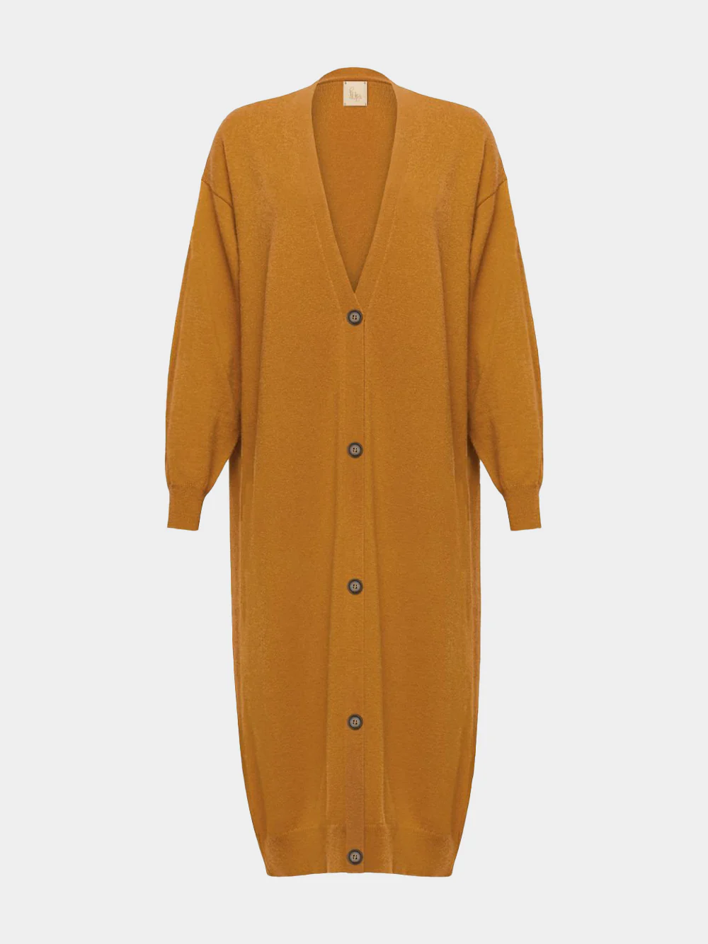 Long Mustard Cashmere Cardigan - Image 2