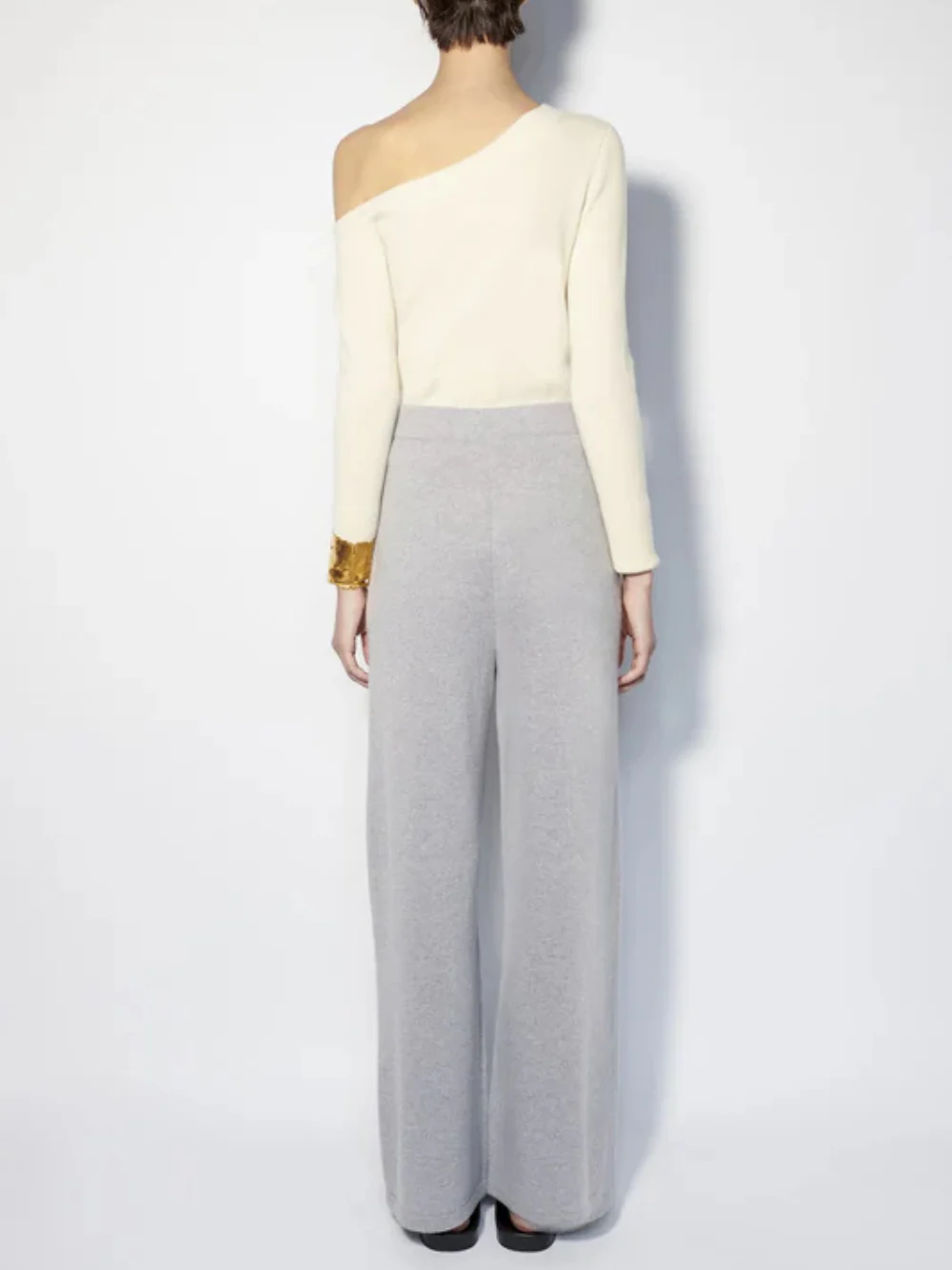 Straight Light Grey Cashmere Pants - Image 5