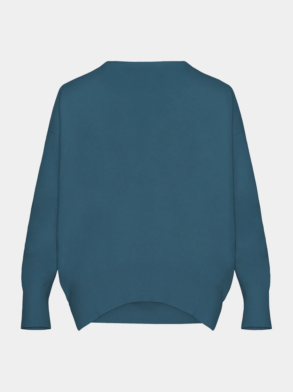 V-Neck Petrol Cashmere Sweater - Image 2