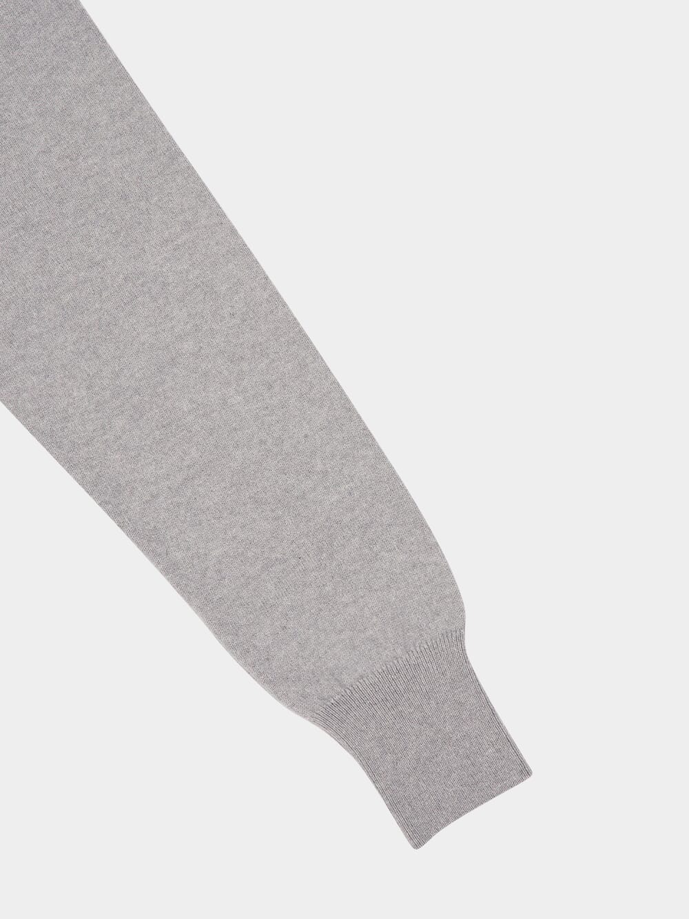 Long V-Neck Light Grey Cashmere Sweater - Image 4