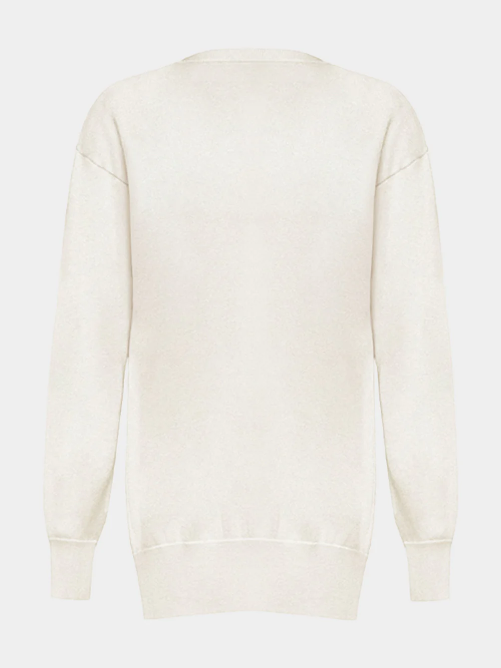 Long V-Neck Off-White Cashmere Sweater - Image 2
