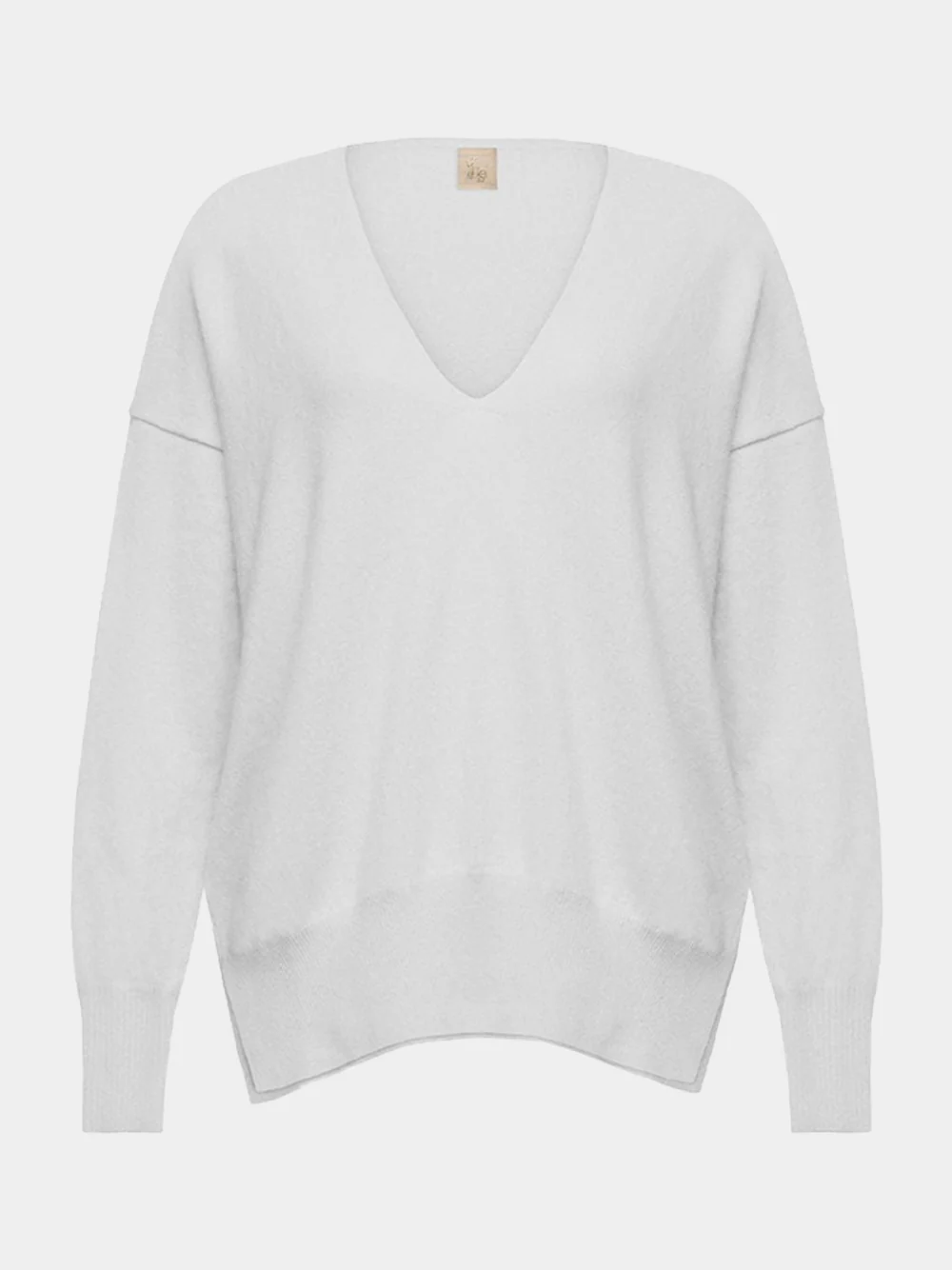 V-Neck Light Grey Cashmere Sweater - Image 2