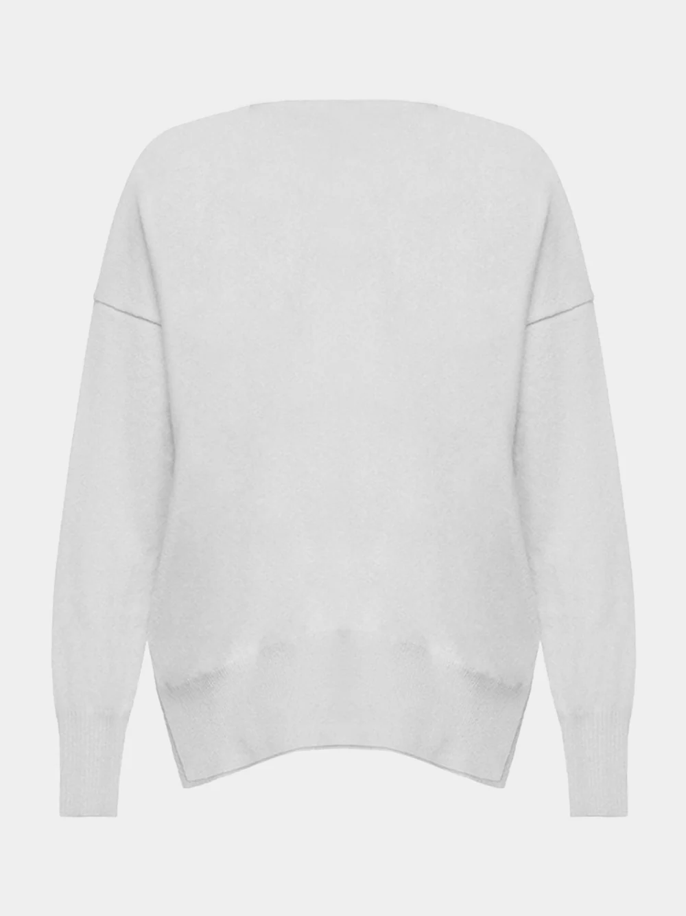 V-Neck Light Grey Cashmere Sweater - Image 4