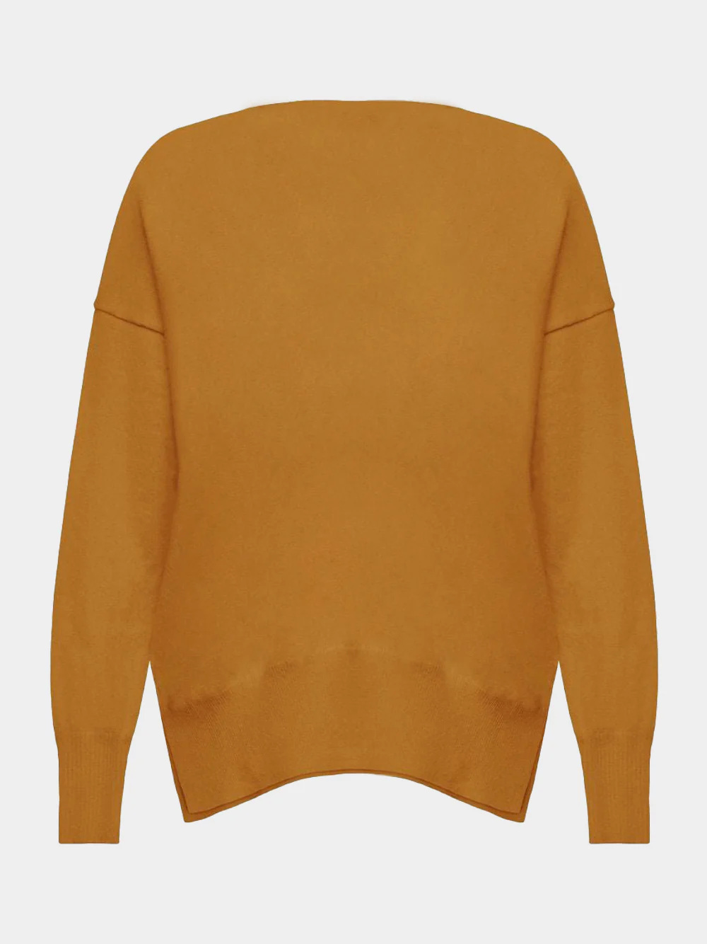 V-Neck Mustard Cashmere Sweater - Image 2
