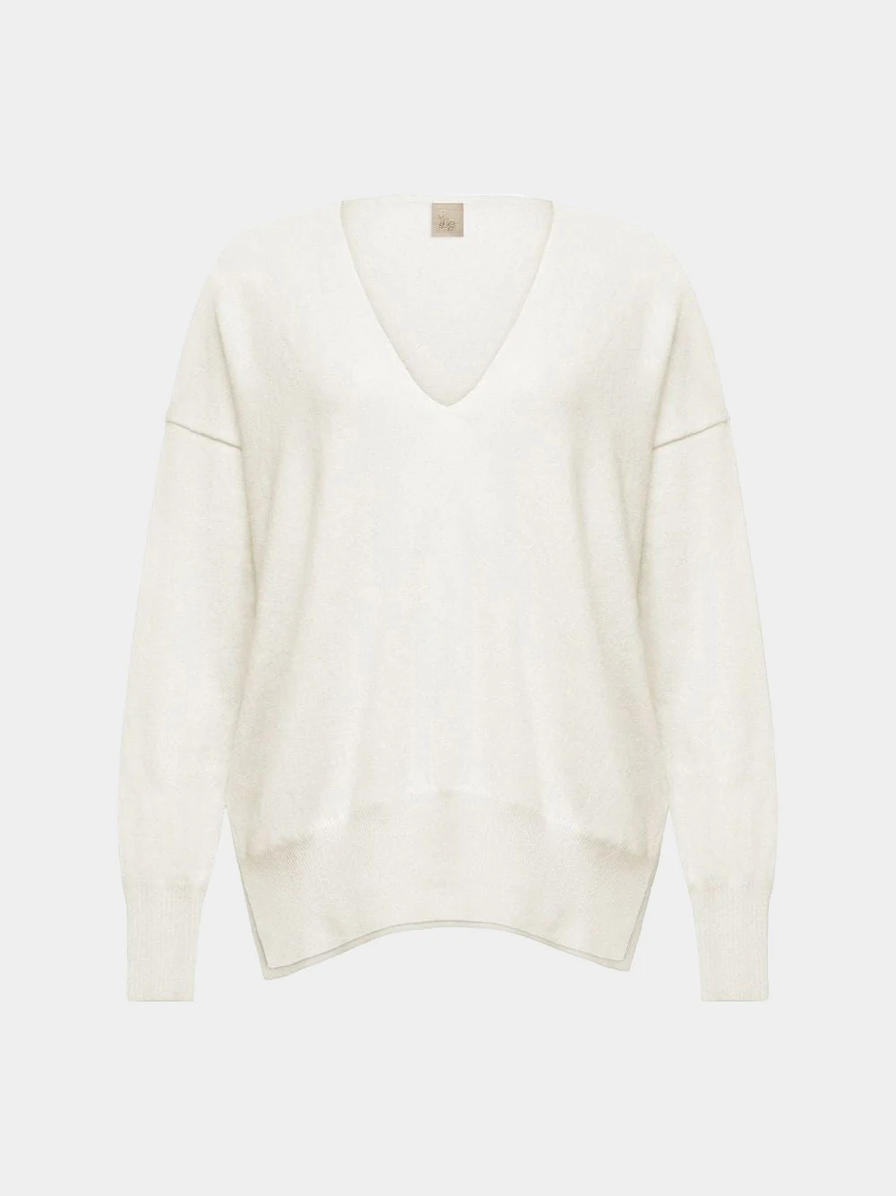 V-Neck Off-White Cashmere Sweater