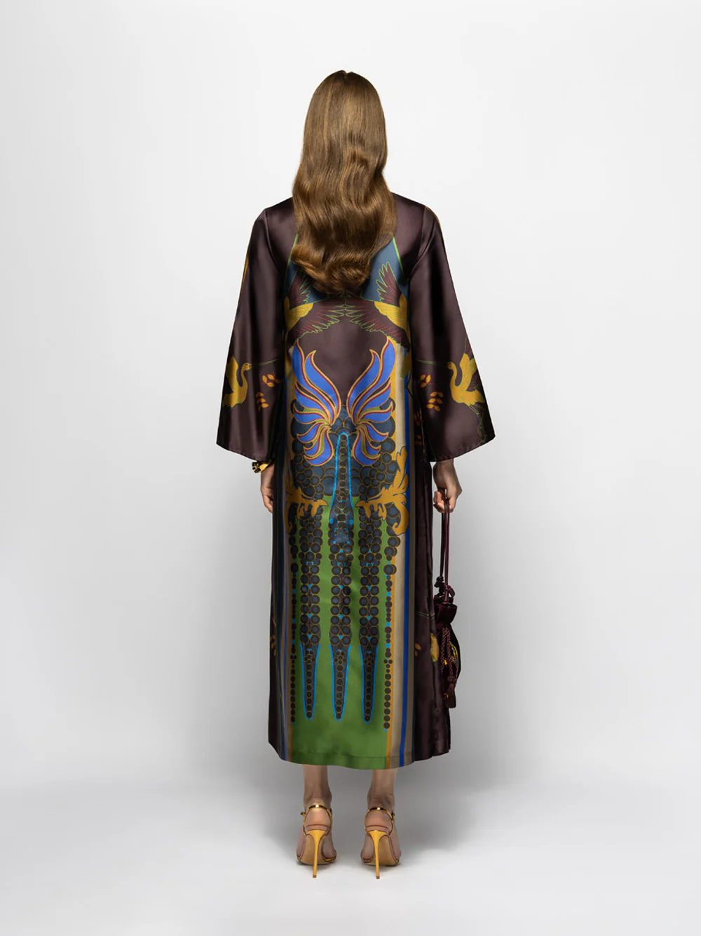 Celina Fairytail Turtleneck Printed Silk Twill Dress - Image 4