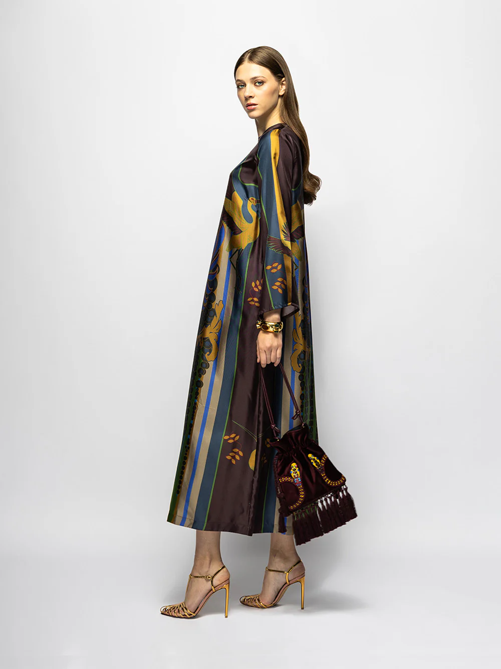 Celina Fairytail Turtleneck Printed Silk Twill Dress - Image 6