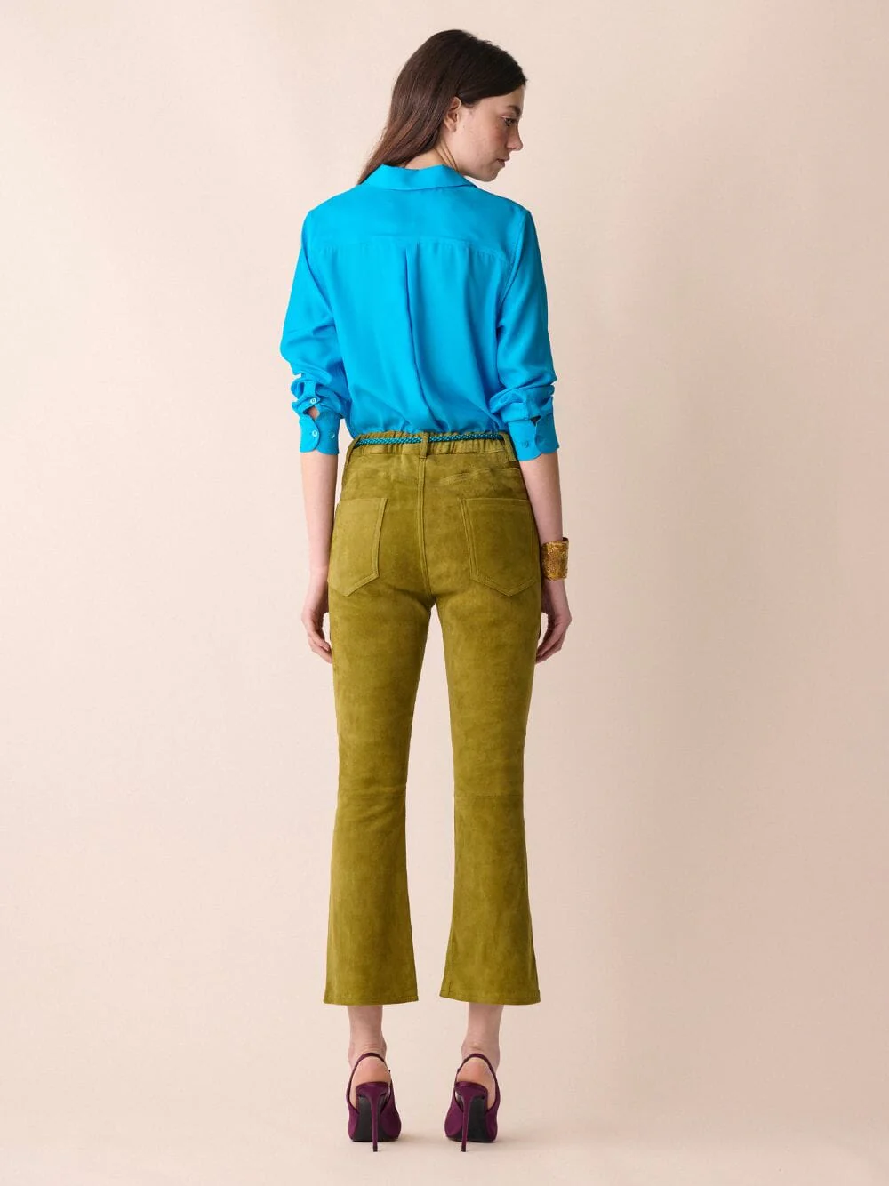 Ametista Blue Silk Satin Matte Shirt - Image 5