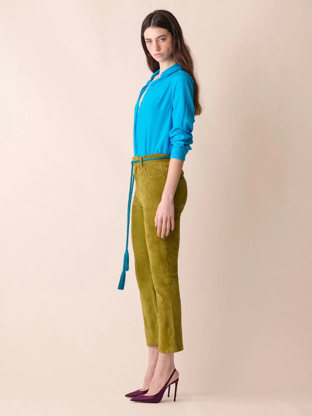 Ametista Blue Silk Satin Matte Shirt - Image 6