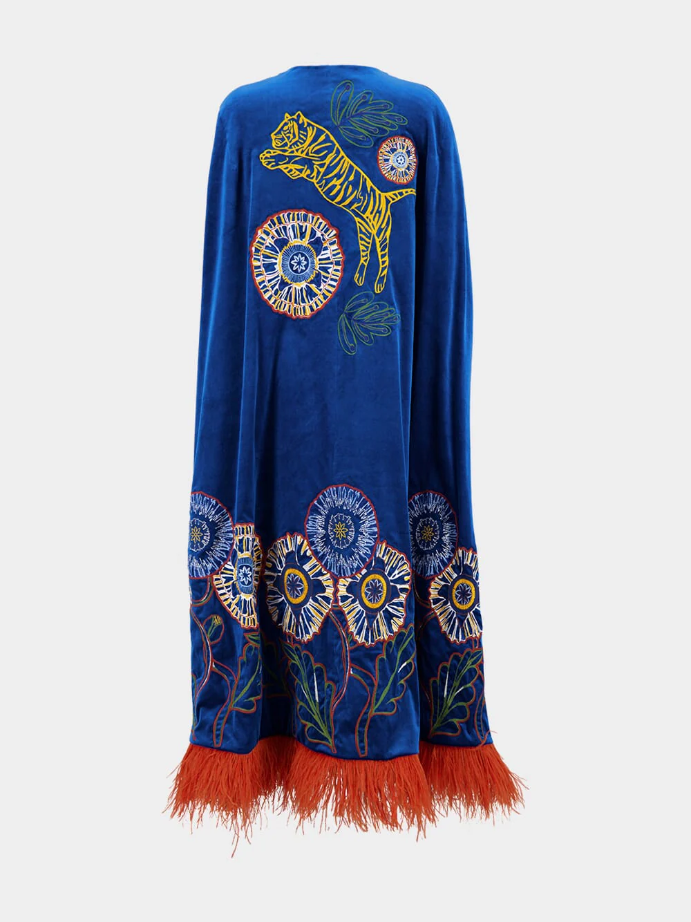 Aspen Embroidered Velvet Cape with Feathers - Image 3