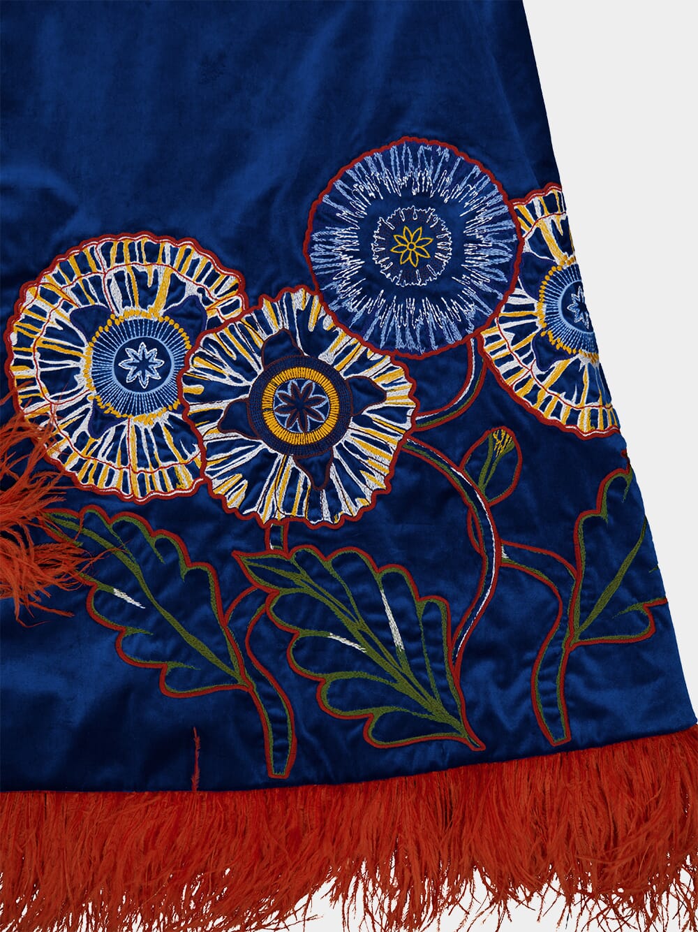 Aspen Embroidered Velvet Cape with Feathers - Image 5