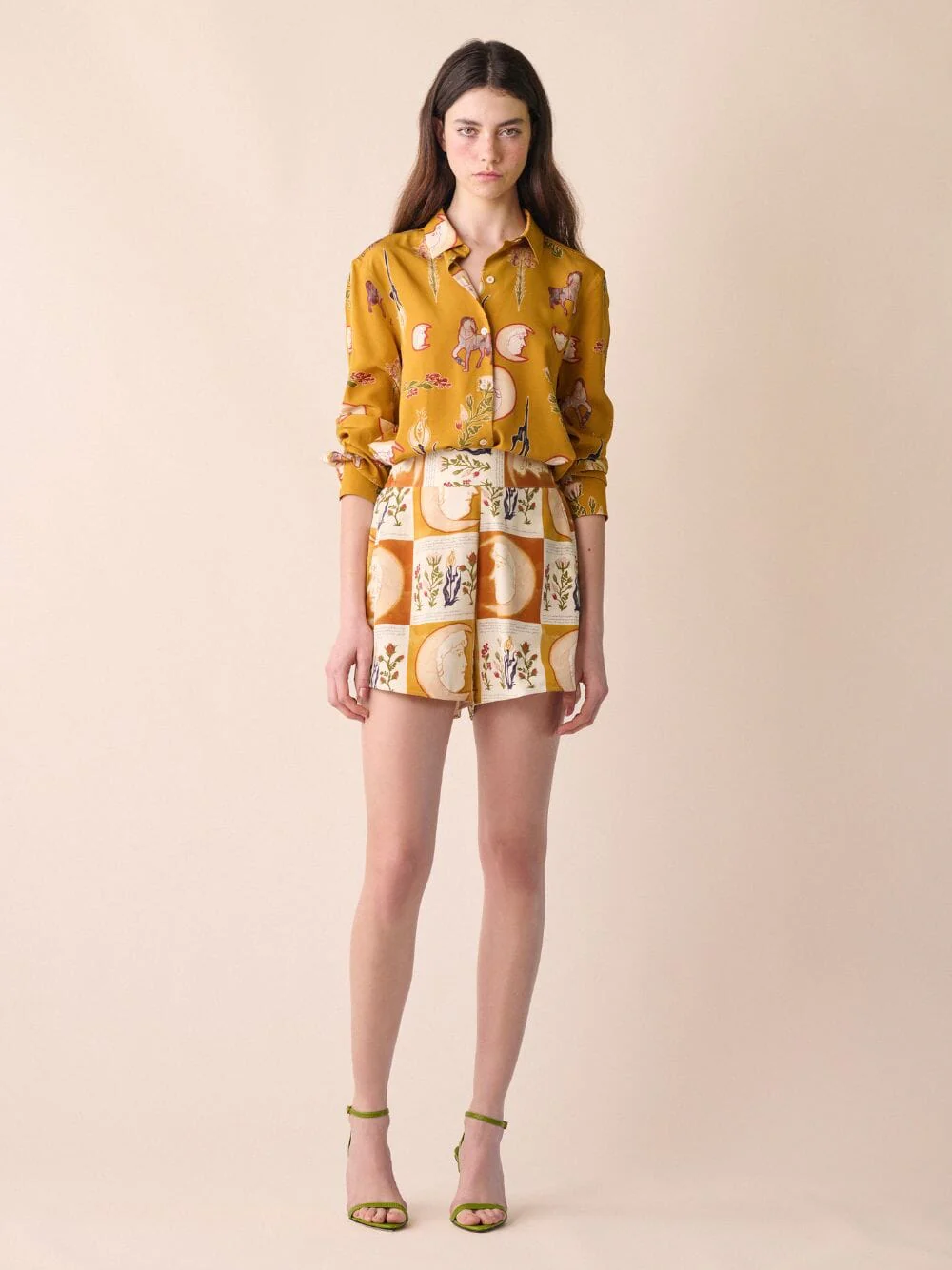 Calcita Printed Silk Crepe Shorts - Image 3