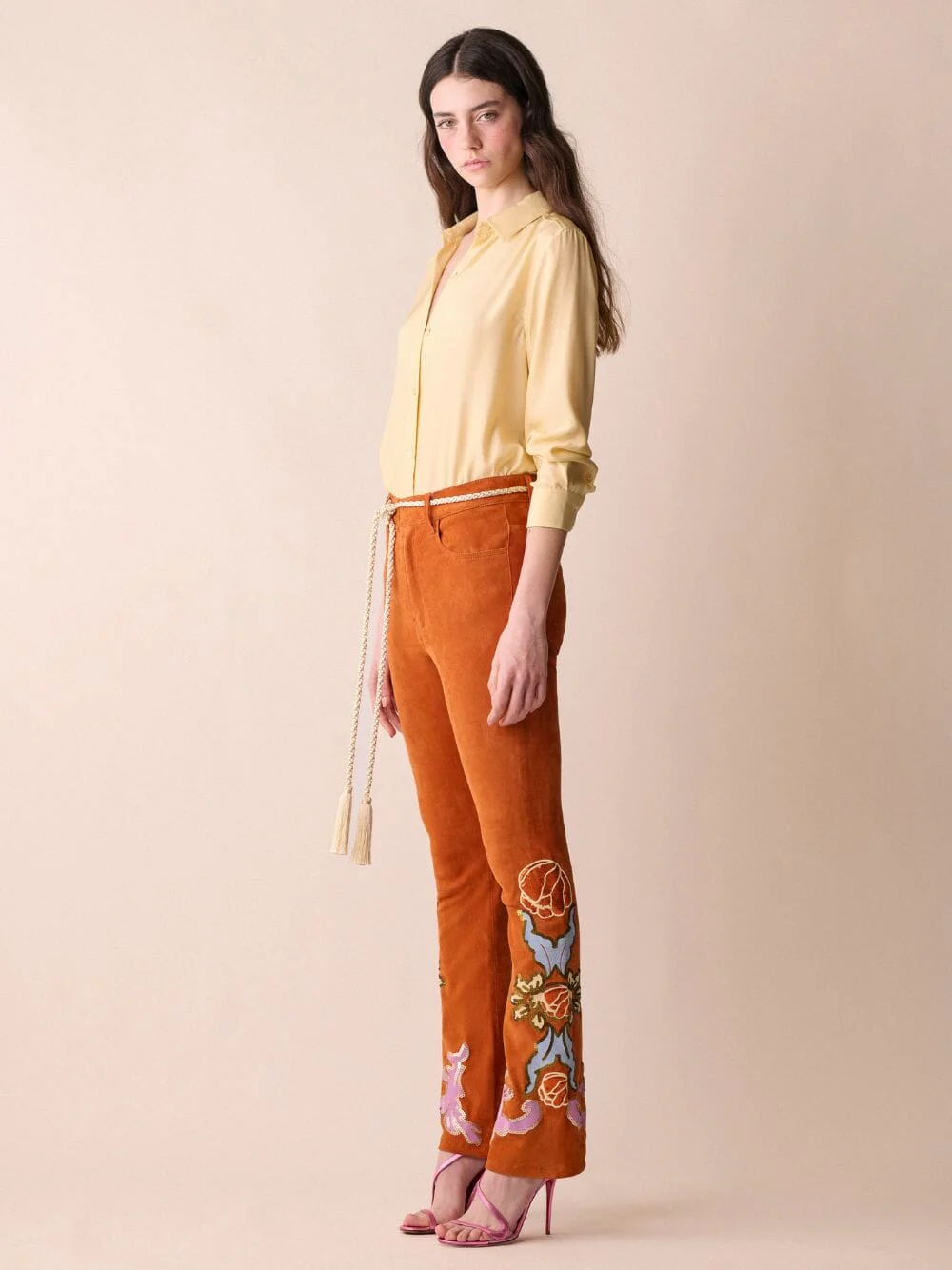 Capella Embroidered Suede Pants - Image 2