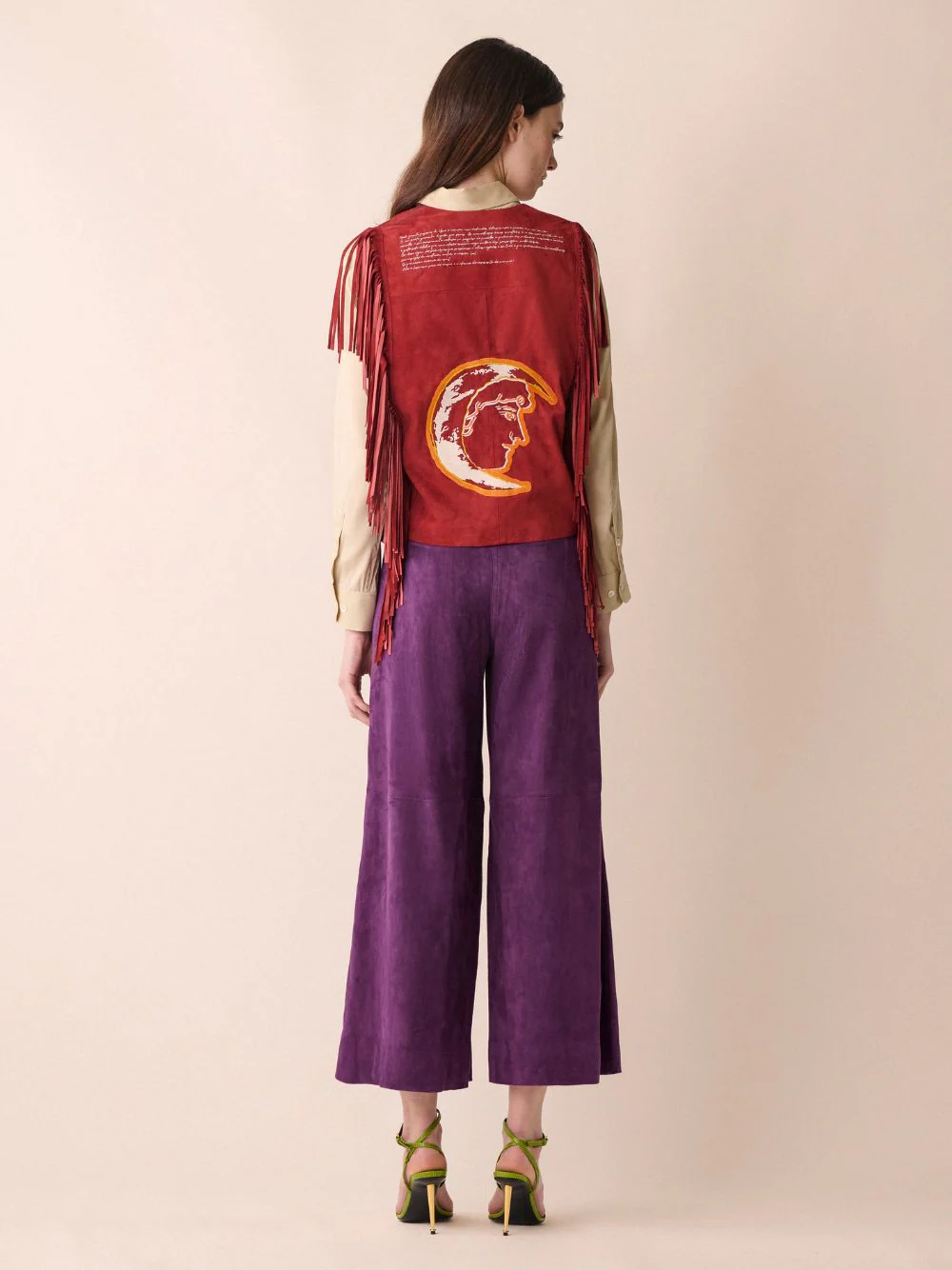 Cassiopeia Embroidered Suede Vest with Fringes - Image 7