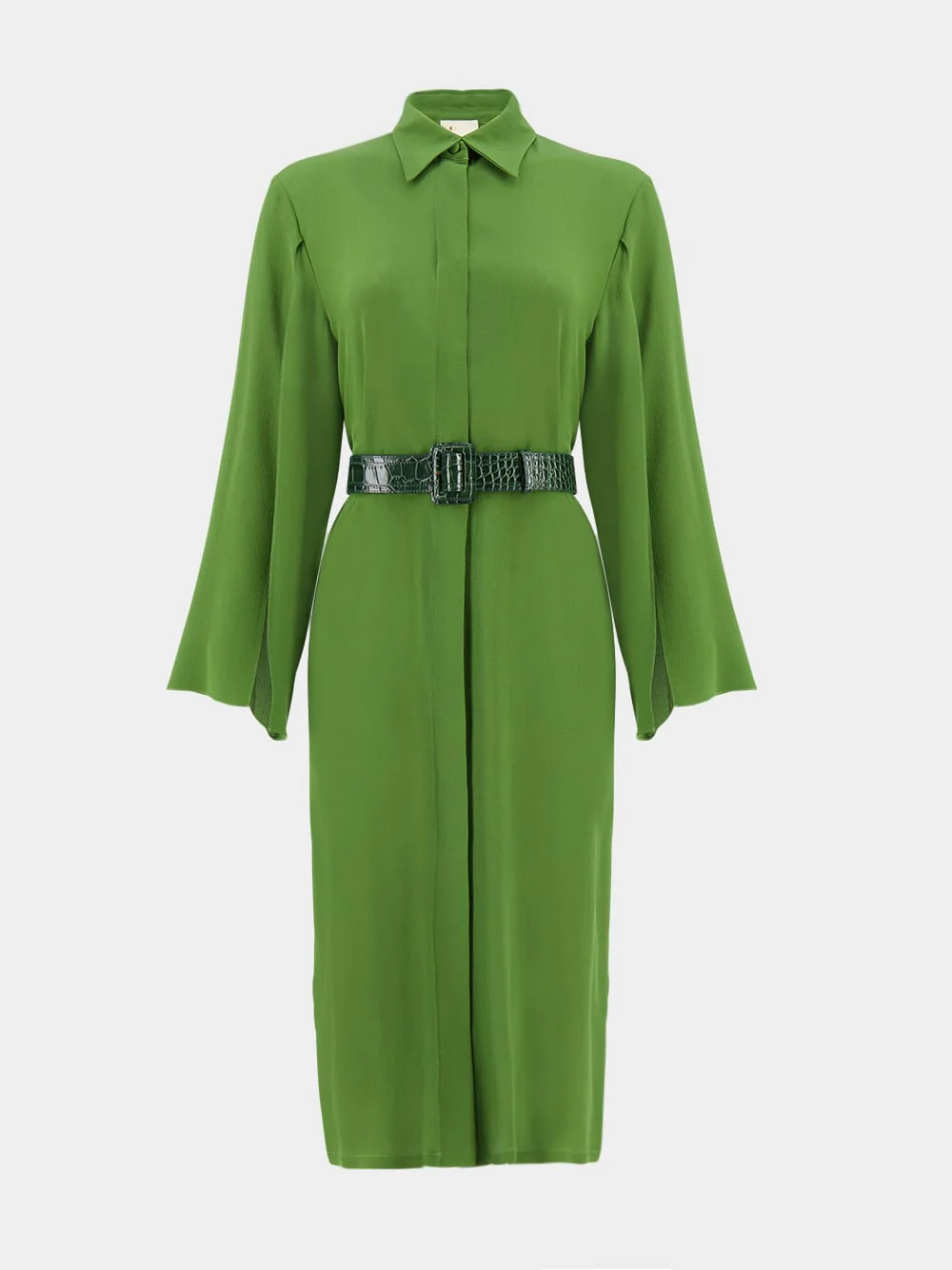 Chanterelle Garden Green Silk Midi Dress - Image 2