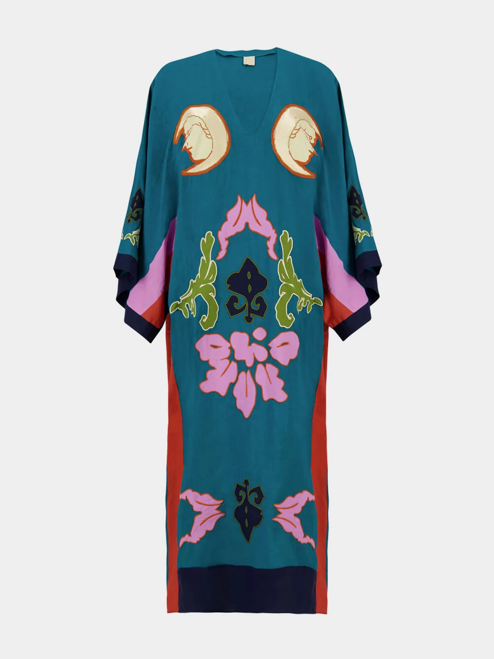 Cinnabar Linen Dress With Embroidered Patches - Image 2