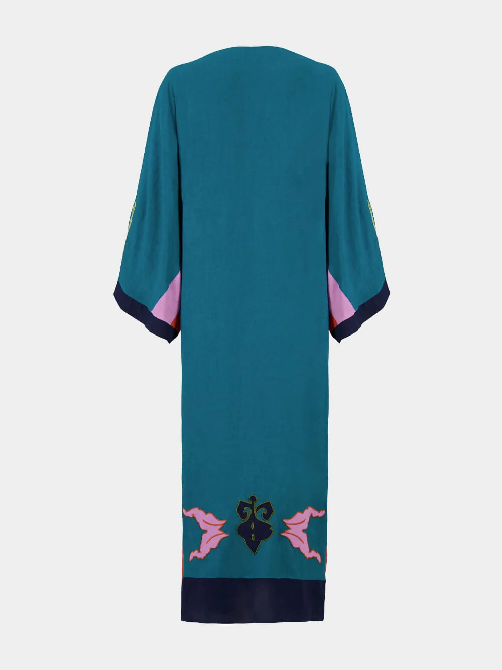 Cinnabar Linen Dress With Embroidered Patches - Image 4