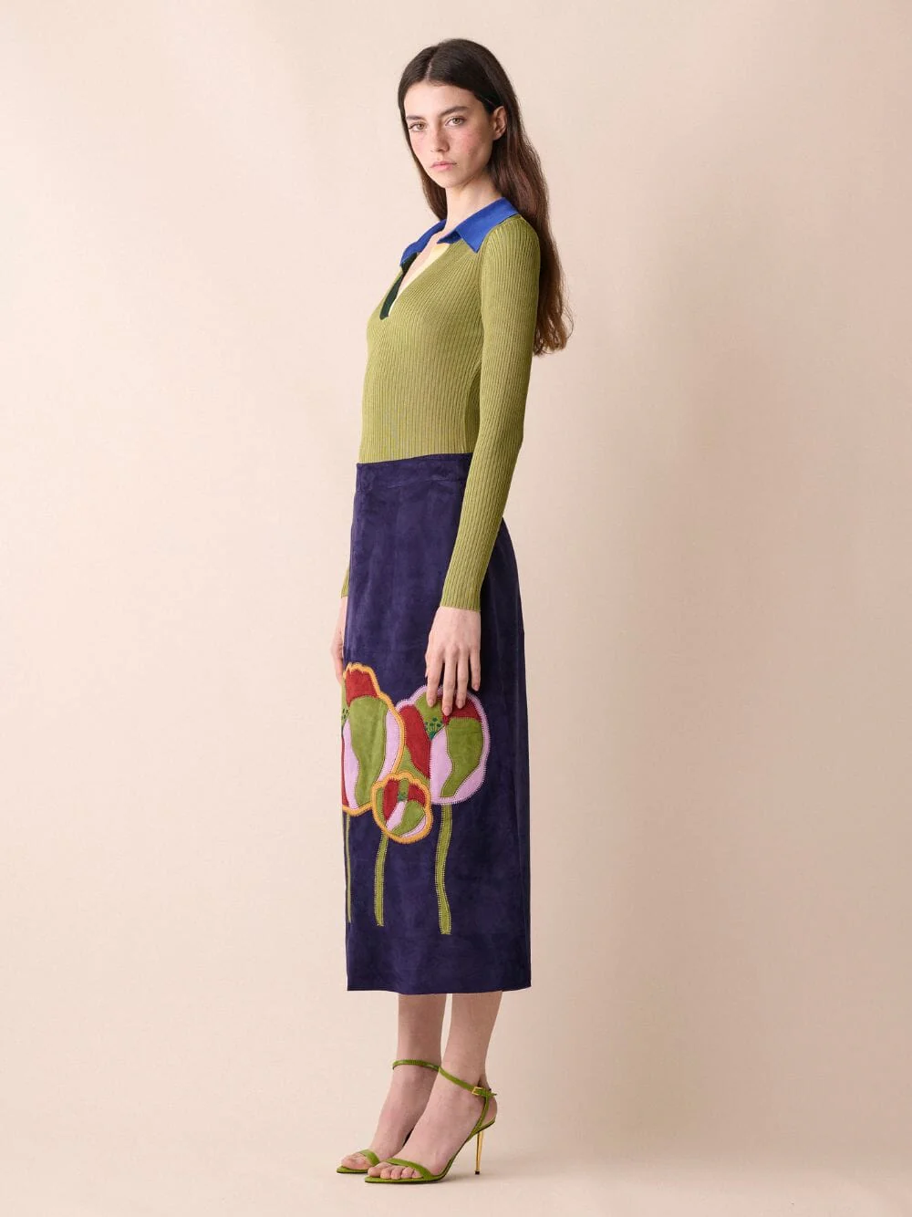 Corvus Embroidered Suede Skirt - Image 3