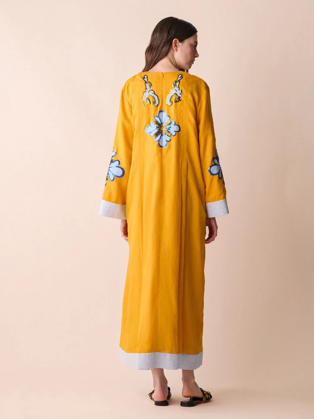 Crystal Linen Embroidered Maxi Dress - Image 5