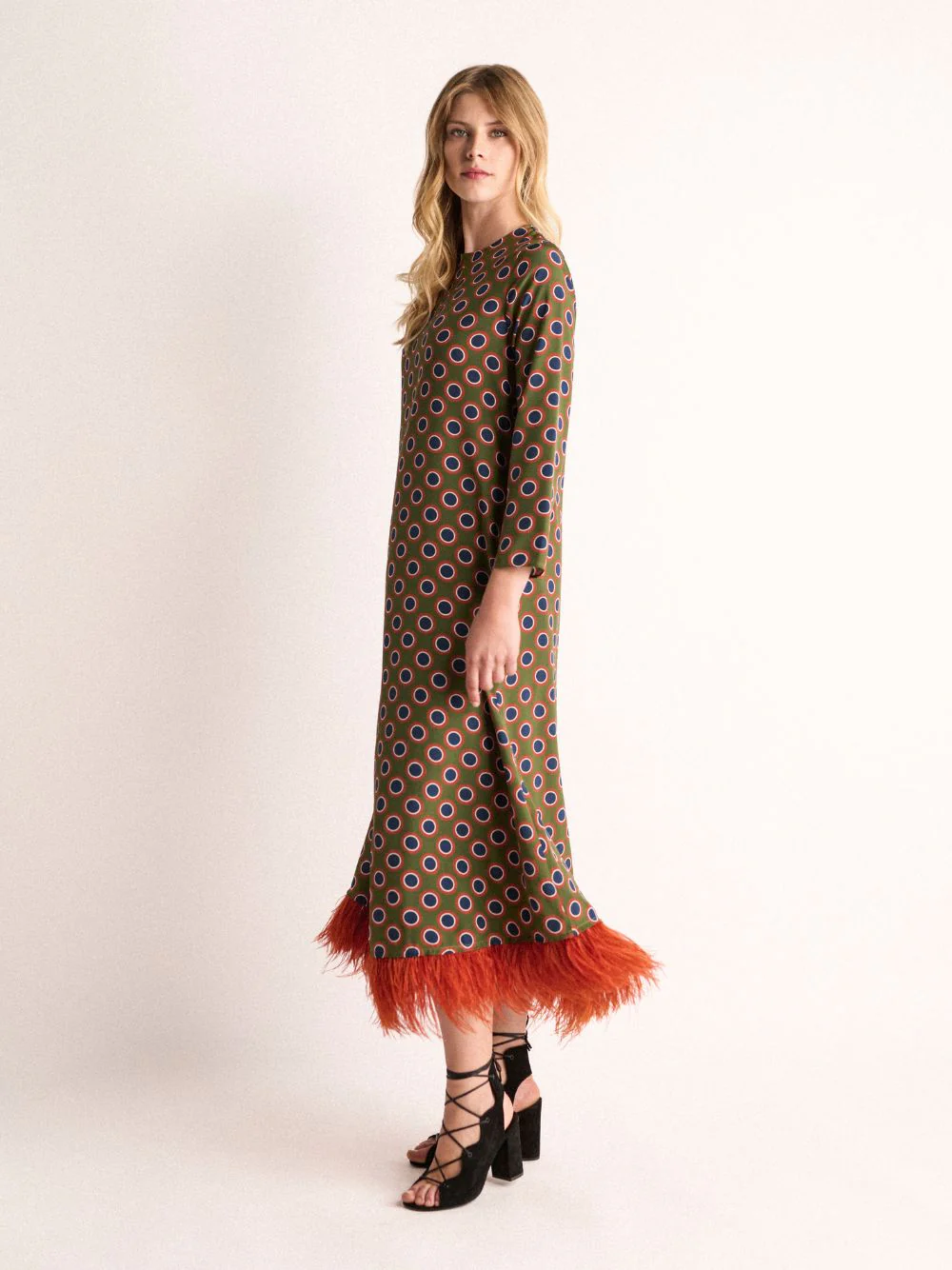 Grayf Symmetrical Eye Dress with Feathers - Image 3