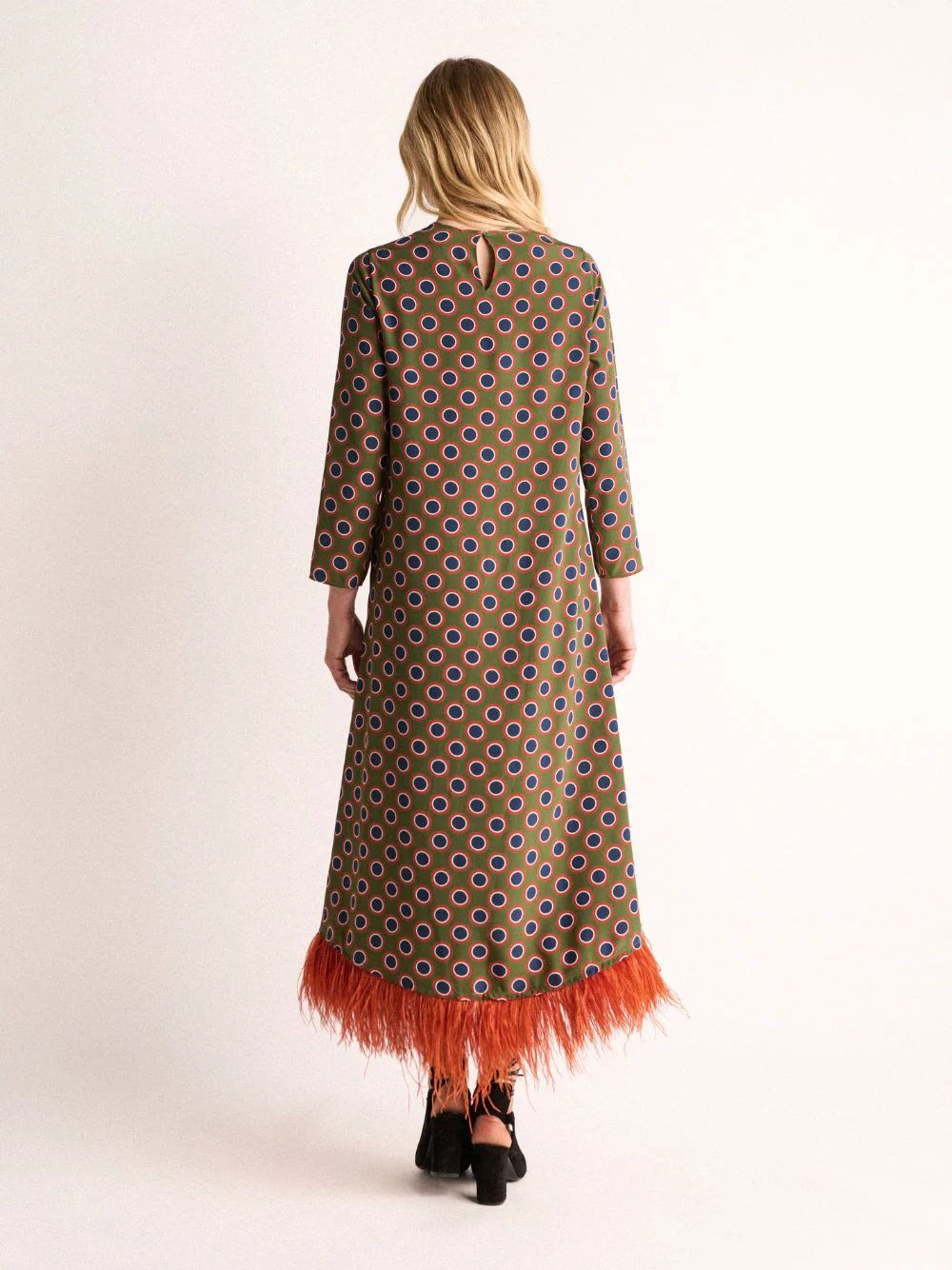 Grayf Symmetrical Eye Dress with Feathers - Image 5