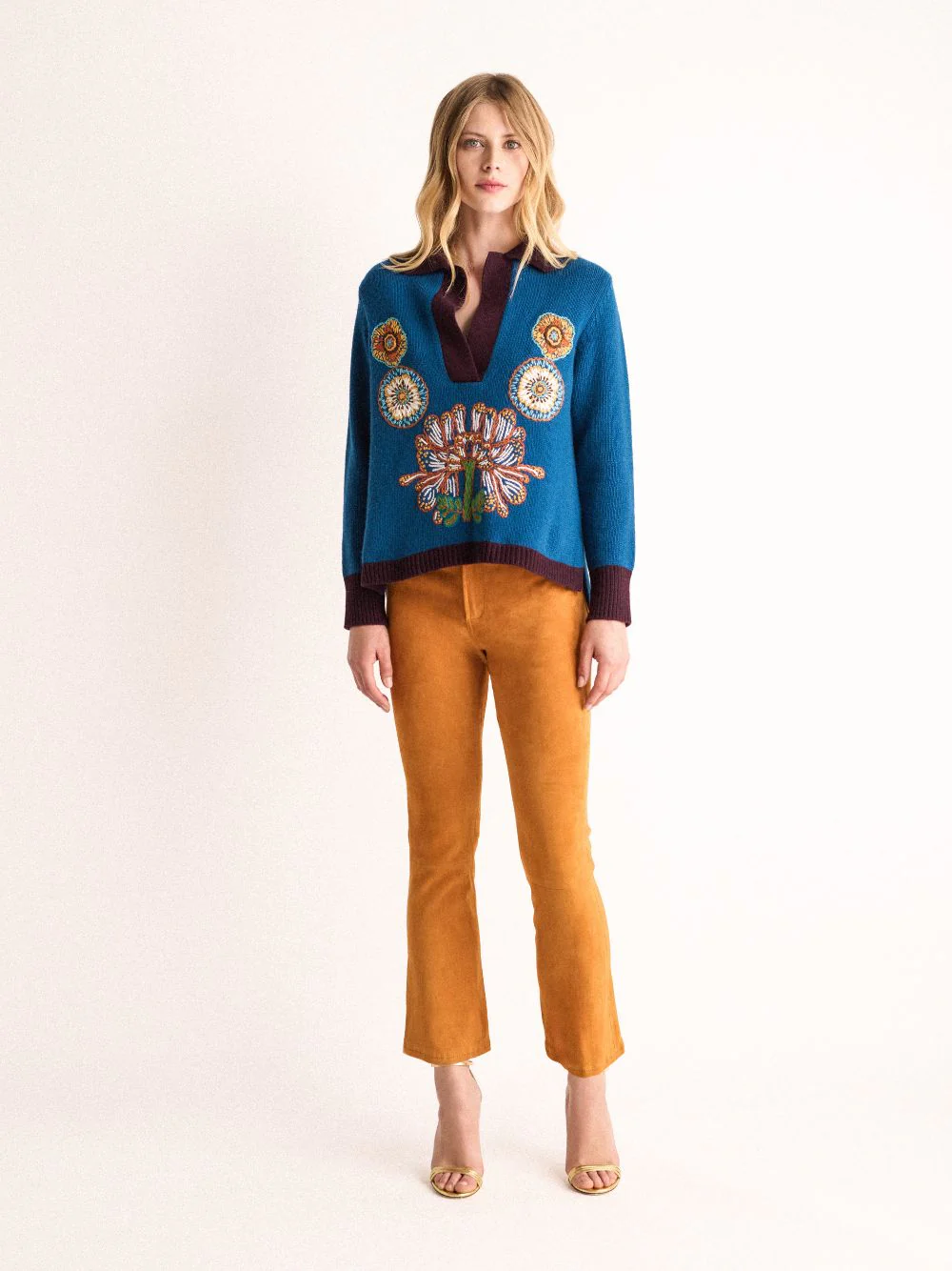 Zircon Leather Flared Pants - Image 3