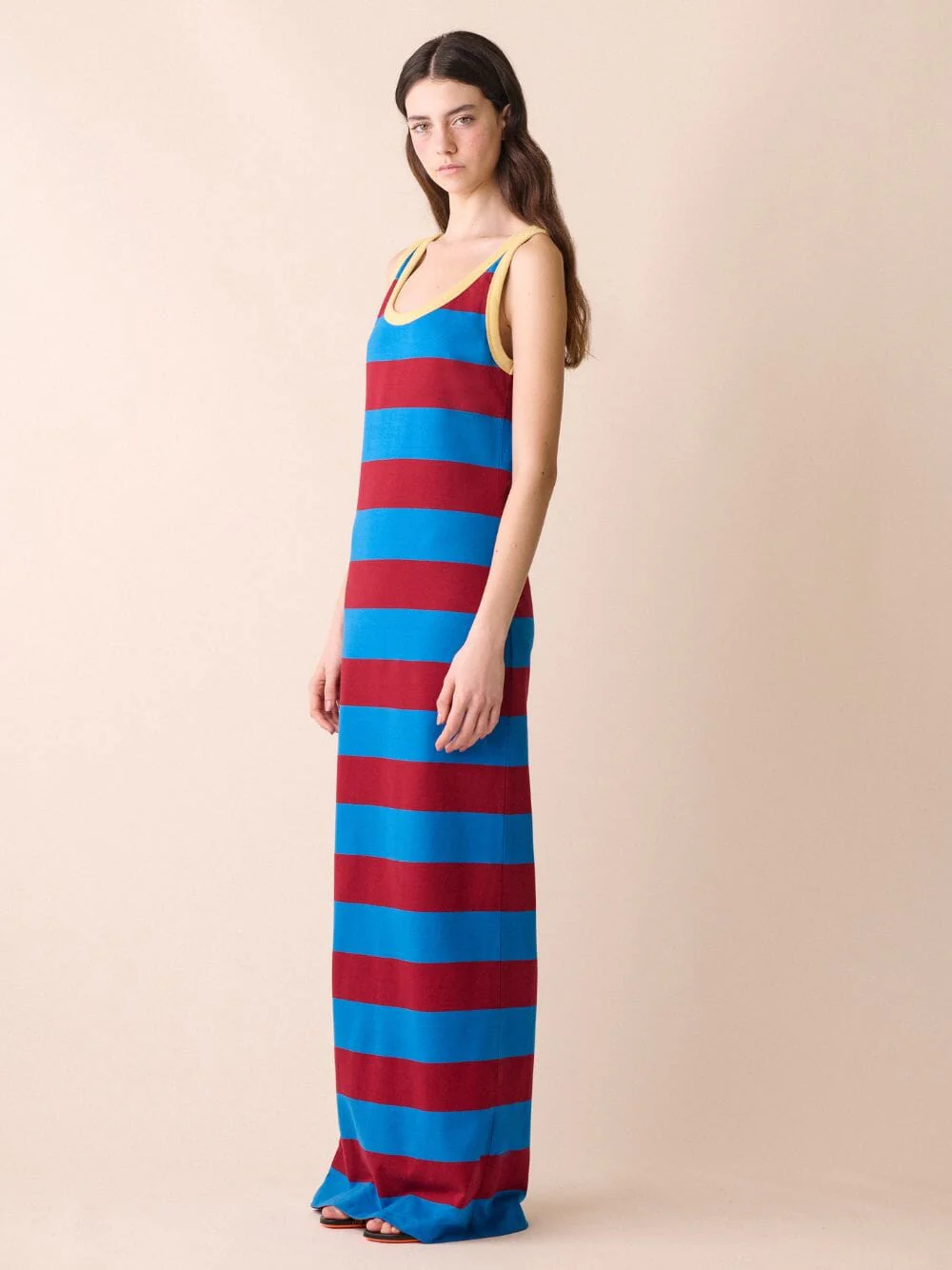 Saiph Striped Tank Top Dress With Embroidered Patch - Image 5