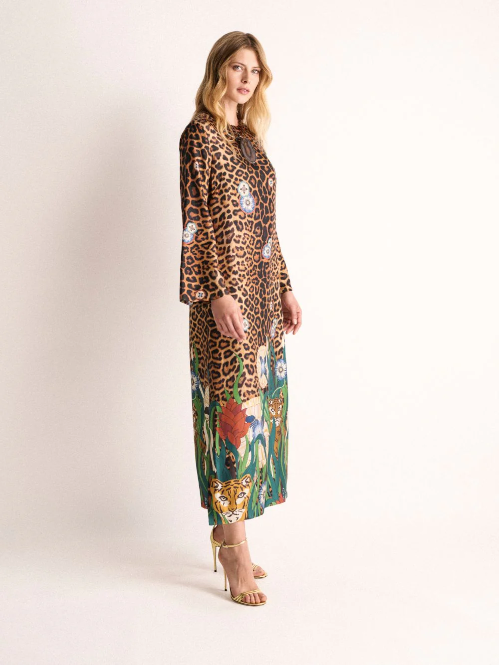 Shirley Junglito Print Silk Midi Dress - Image 4