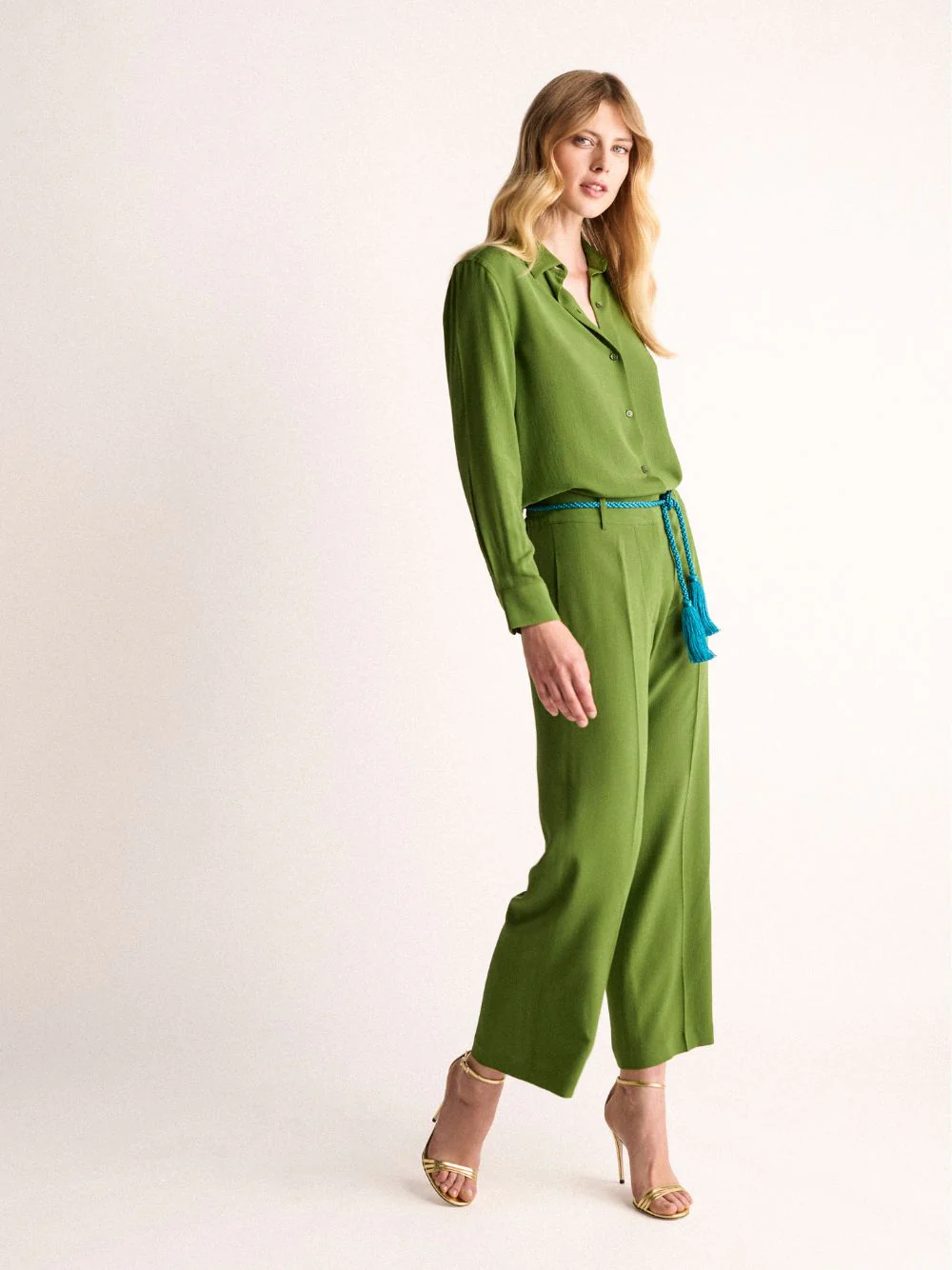 Sonia Garden Green Silk Pants - Image 4