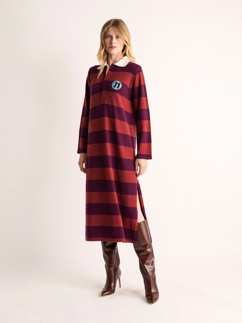 Sulfur Stripped Cashmere Polo Dress - Image 2