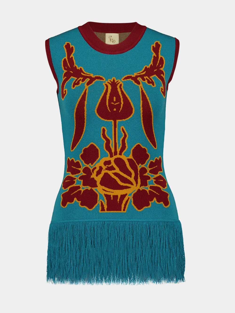 Tina Teal Jacquard Tank Top - Image 2