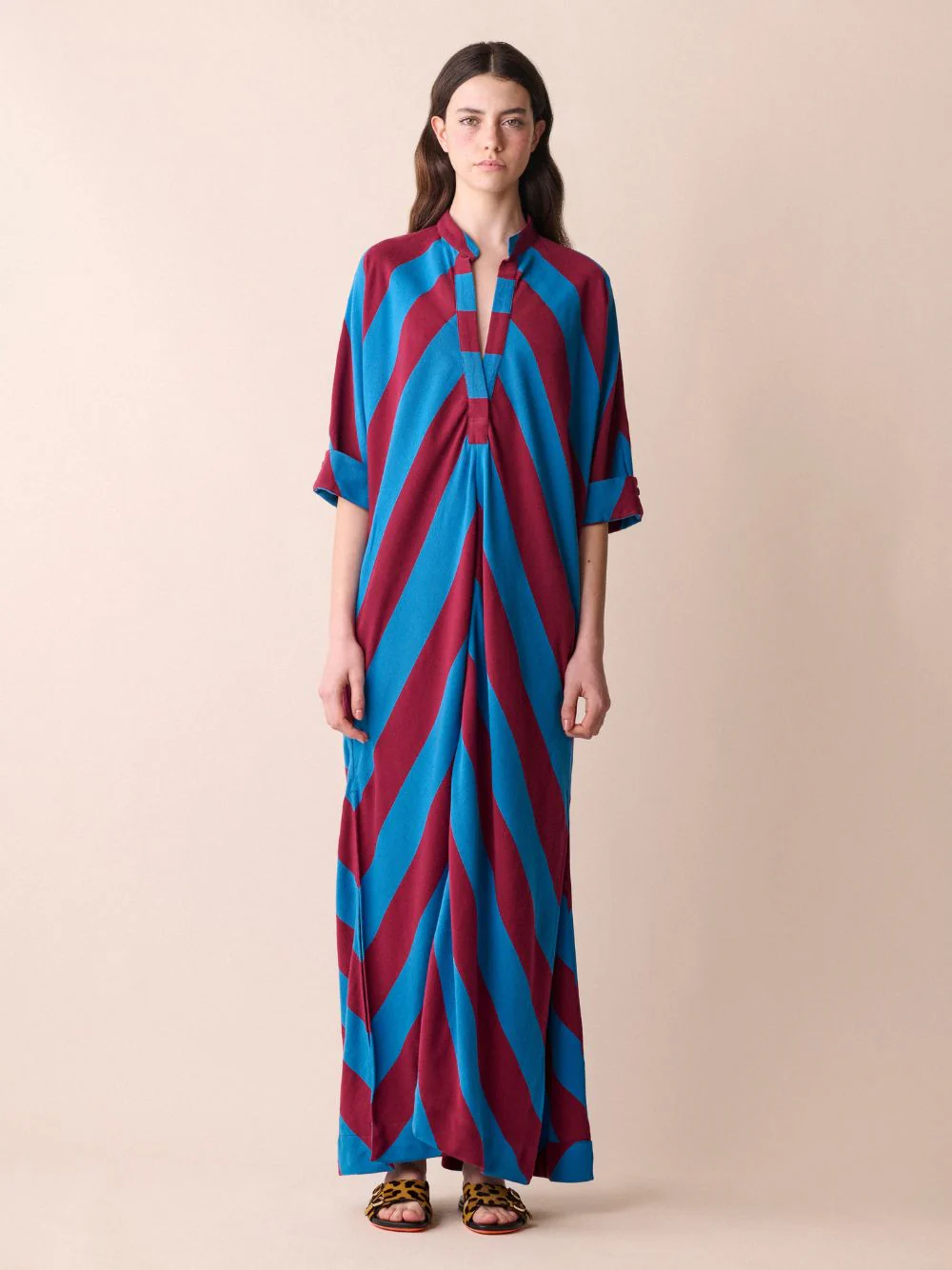 x Marrakshi Morion Blue Striped Kaftan