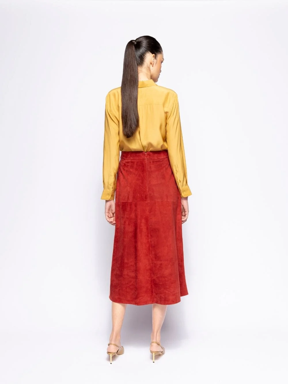 Corvus Cabernet Embroidered Suede Skirt - Image 4