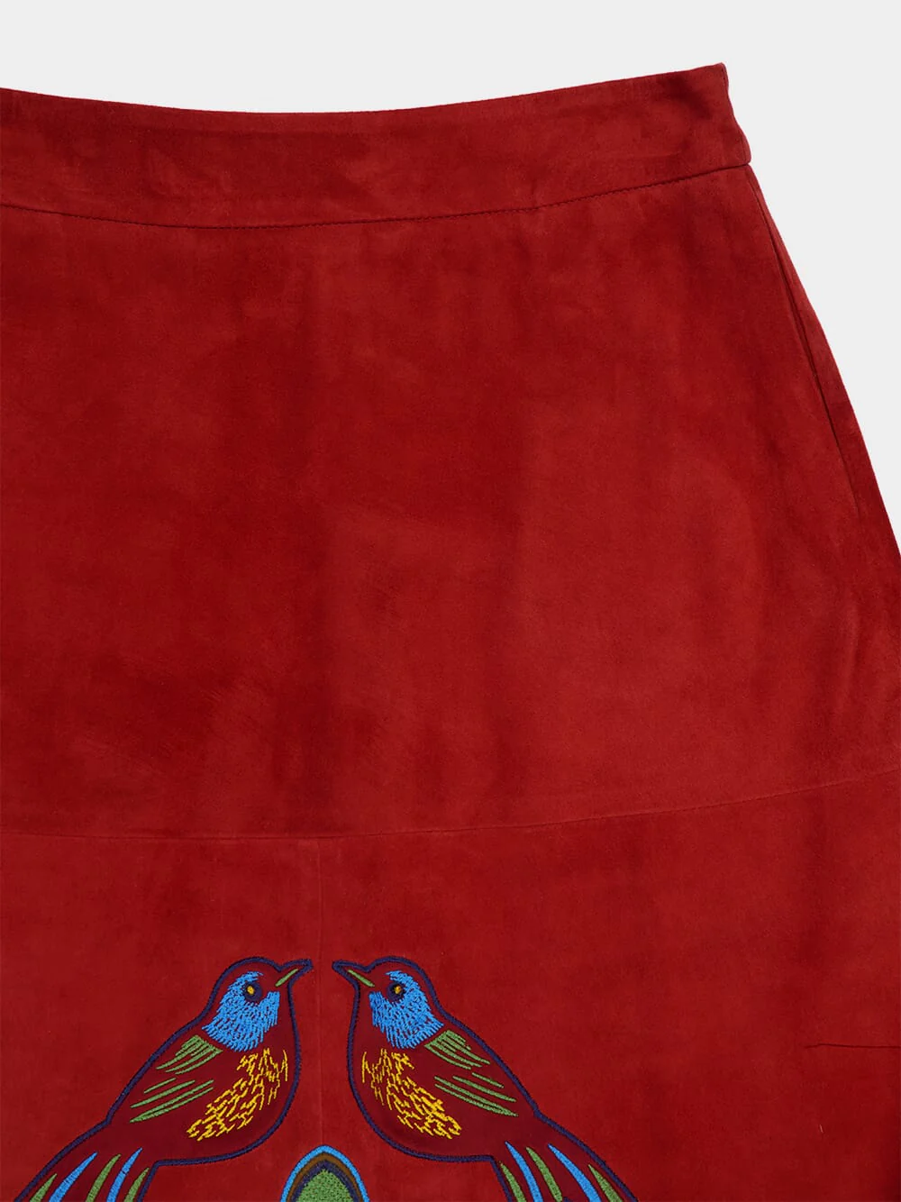 Corvus Cabernet Embroidered Suede Skirt - Image 5