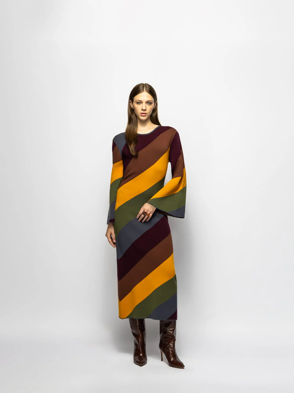 Curie Multi Stripes Knitted Cut-Out Back Dress - Image 3