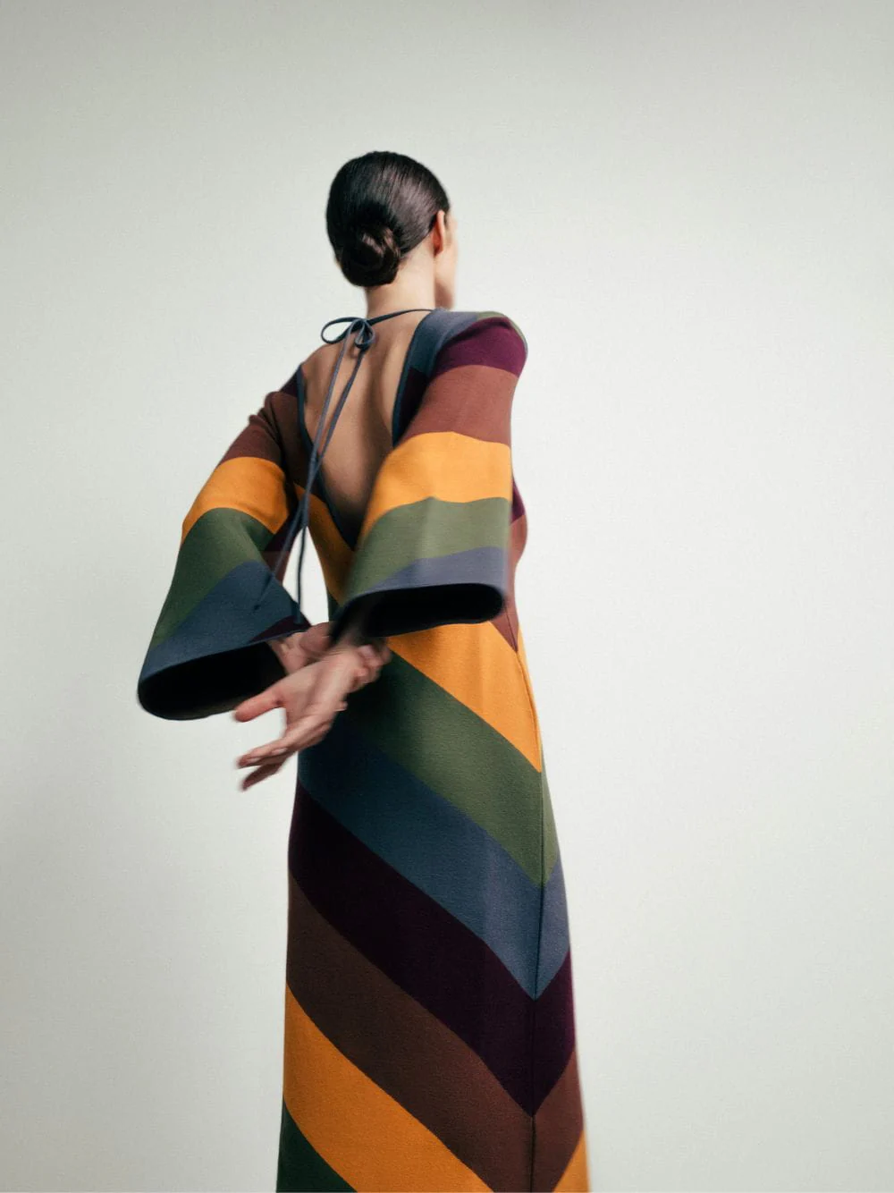 Curie Multi Stripes Knitted Cut-Out Back Dress - Image 4