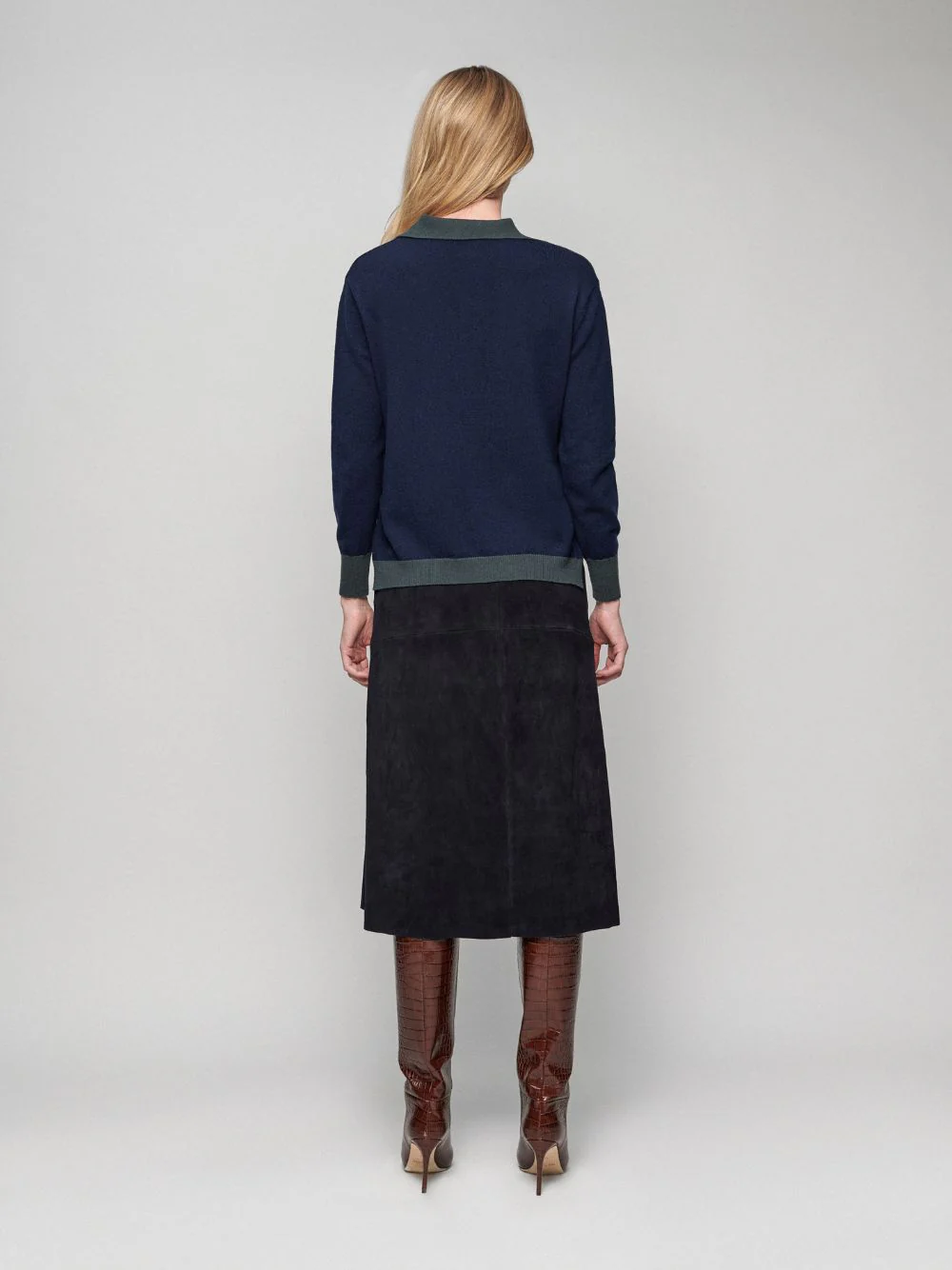Diane Blue Cashmere V-Neck Blouse - Image 5