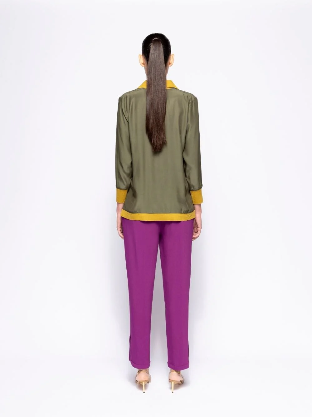 Diane Duffel Bag Silk V-Neck Long-Sleeve Top - Image 4