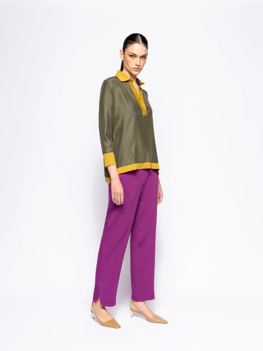 Diane Duffel Bag Silk V-Neck Long-Sleeve Top - Image 6