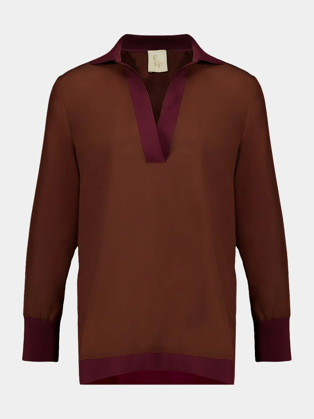 Diane Potting Soil Silk V-Neck Long-Sleeve - Image 2